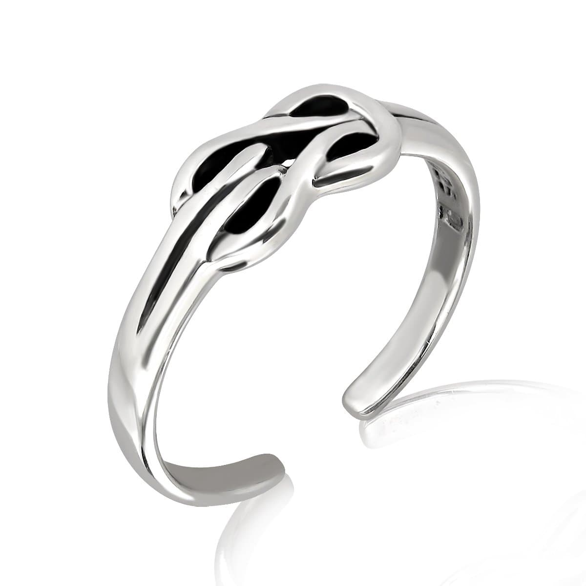 Sistakno Sterling Silver 925 Double Infinity Line Celtic Knot Toe Ring (Adjustable)