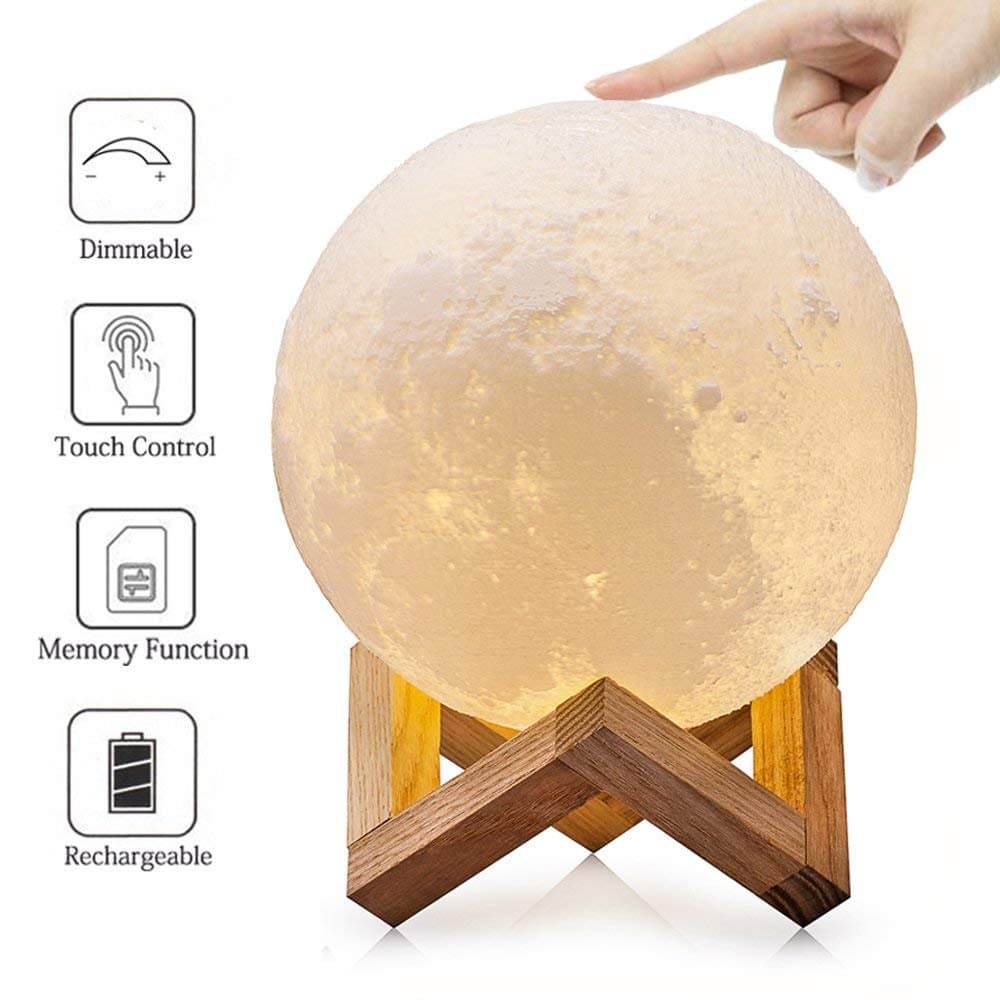 ANONAL Full Moon Lamp 7.1 Inch Lunar Light Table Touch Control Home Decor for Kids Girlfriend Baby USB Charge Night Light