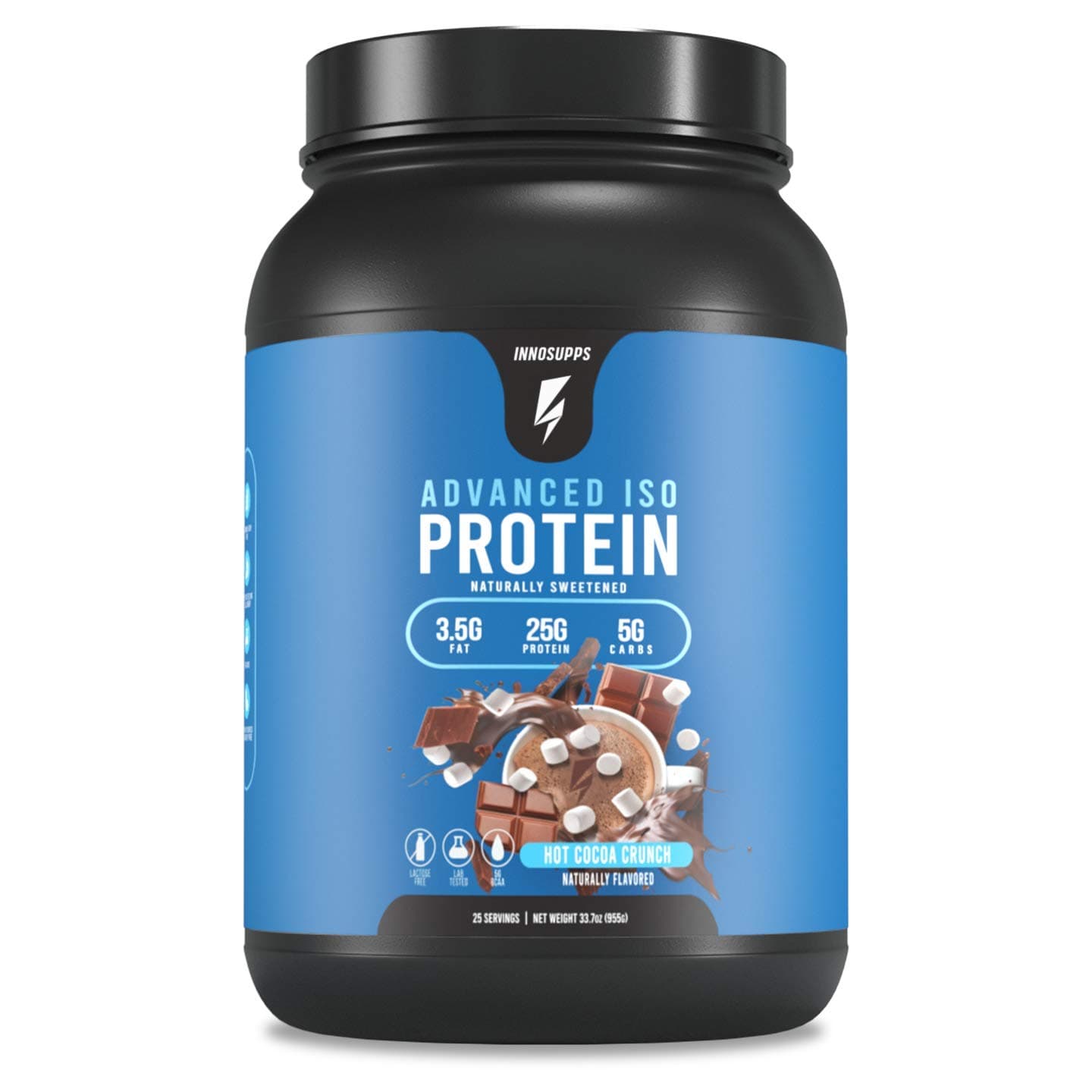 InnoSupps Advanced Iso Protein | 100% Whey Isolate Protein Powder | No Artificial Sweeteners| Low Fat, Low Carbs | 25g of Protein | Hormone Free, Gluten Free, Soy Free | (Hot Cocoa Crunch)
