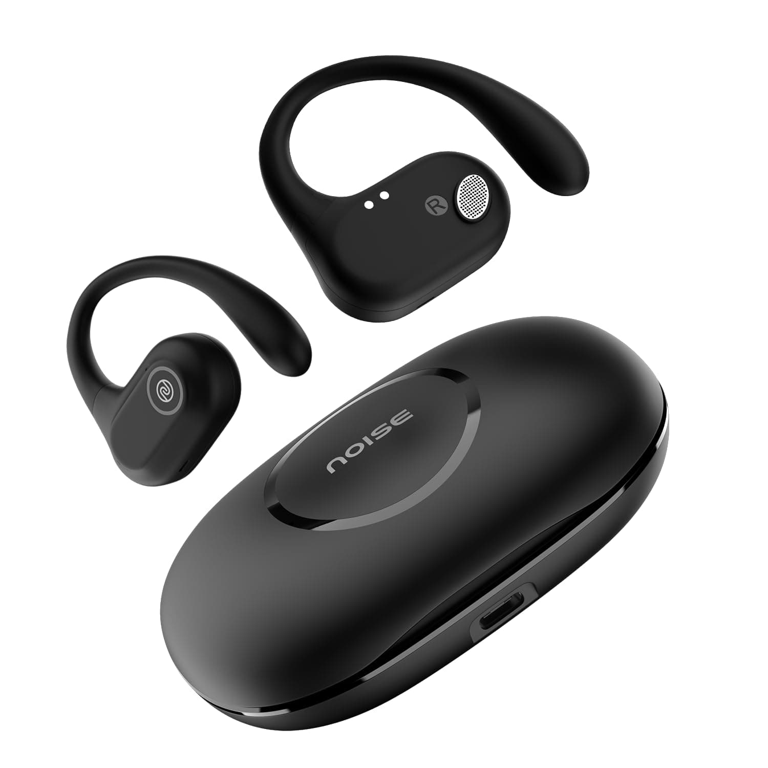 Pure Pods Wireless Open Ear Earbuds with AirWave™ Technology,Up-to 80H Playtime,Quad Mic with ENC,16mm Neodymium Dynamic Driver,Detachable Pure Band,BTv5.3 (Power Black)
