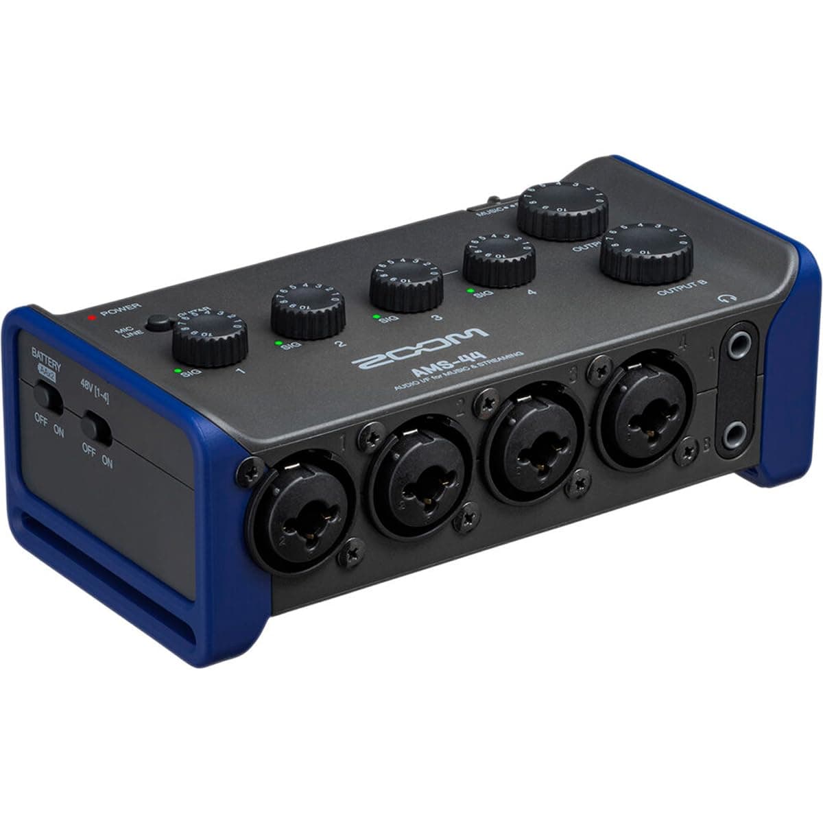 Zoom AMS-44 USB Audio Interface for Musicians & Podcasters, with 4 Inputs, 4 Outputs, Loopback, Direct Monitoring, Bus-Powered, for Recording and Streaming on PC, Mac, iOS, and Android