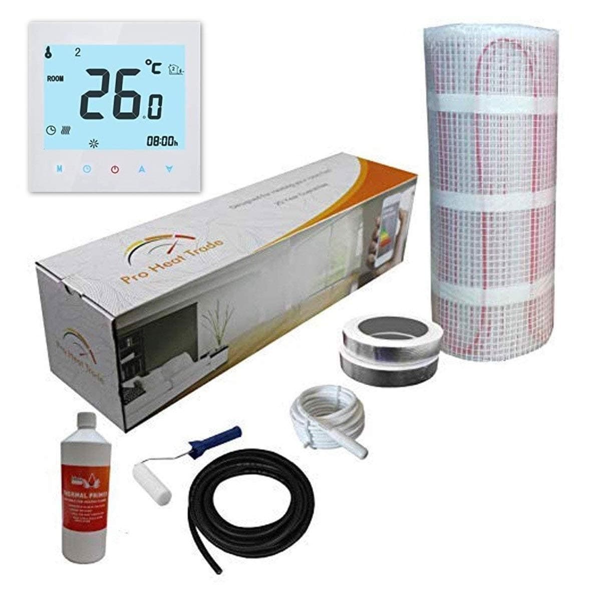 Electric Underfloor Yellow Box Heating kit 150w - 6.0m2 - White WiFi Thermostat