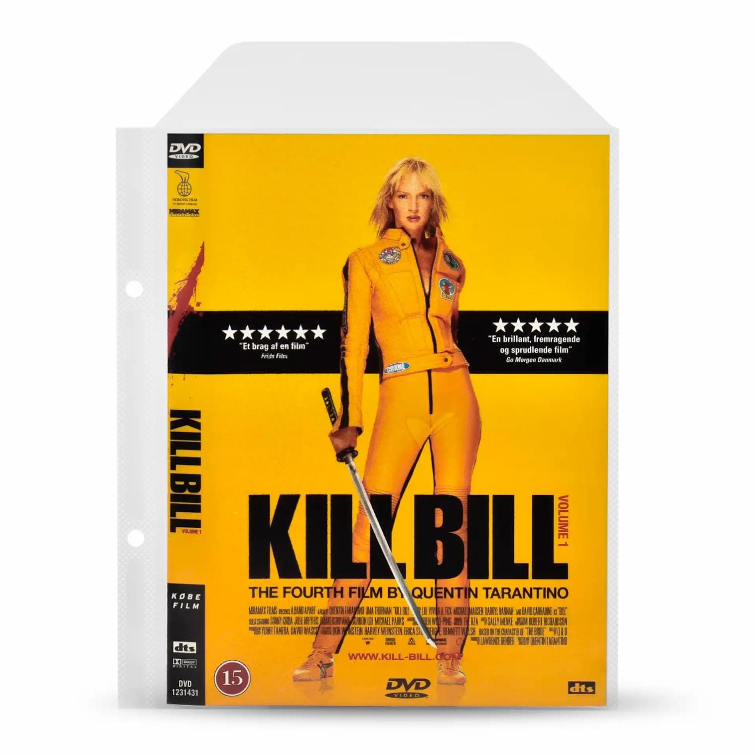 Tarifold DVD Protective Sleeve for DVD Storage with Binder Holes, Closing Flap, and Space for Cover, 100/Pack (10282)