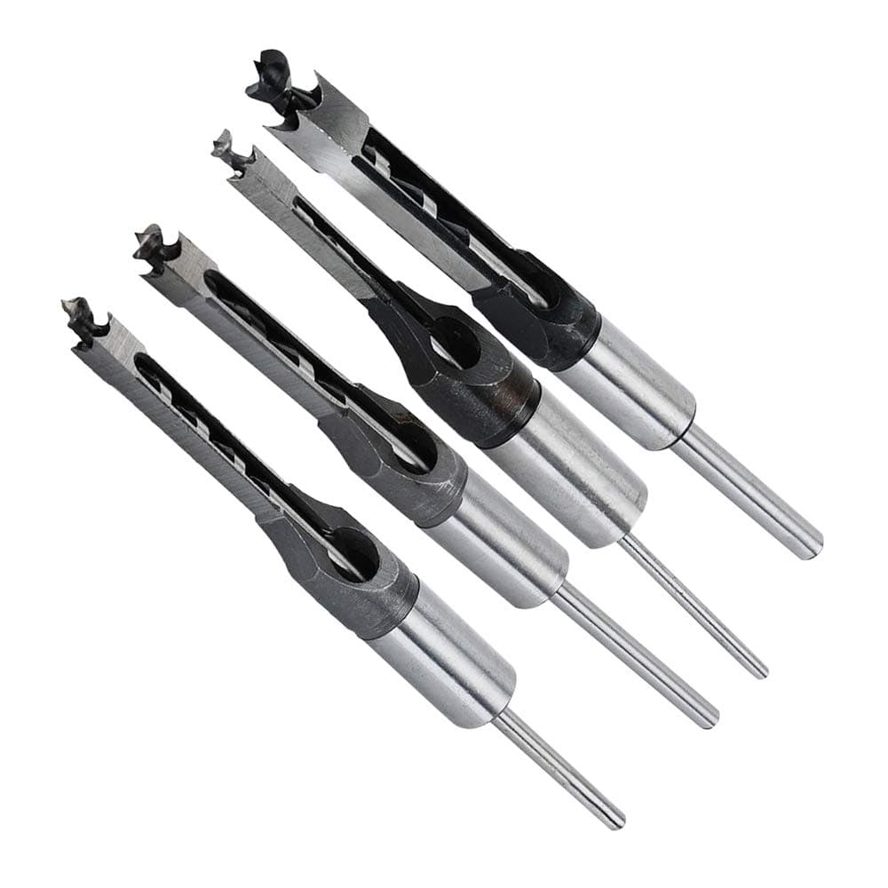 SaferCCTV Square Hole Drill Bits for Wood, 4Pcs Woodworking Mortising Chisel Set Bit 1/4-Inch, 5/16-Inch, 3/8-Inch, 1/2-Inch