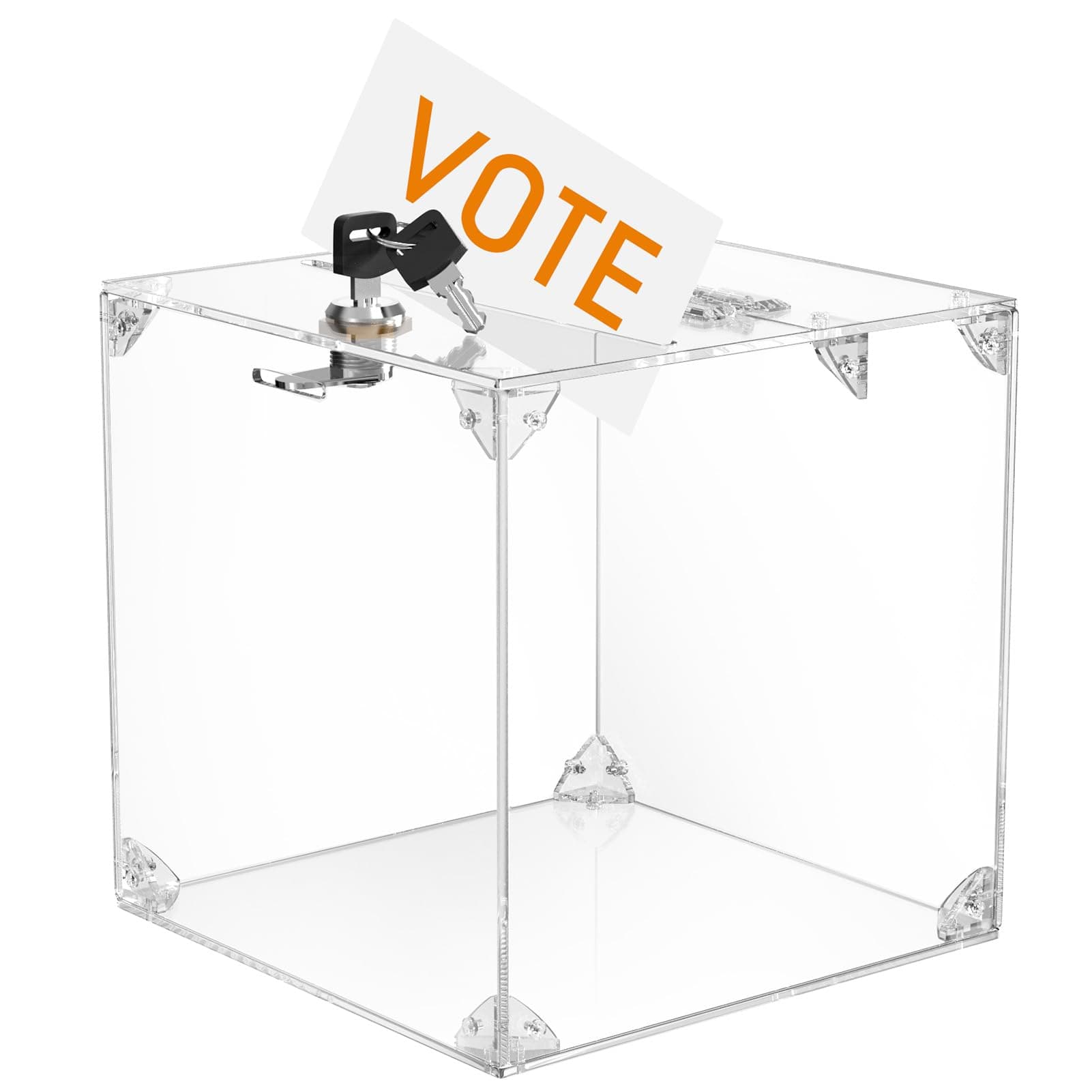 MaxGear Acrylic Donation Box, Ballot Box, Medium Sggestion Box with Lock, Large Comment Box