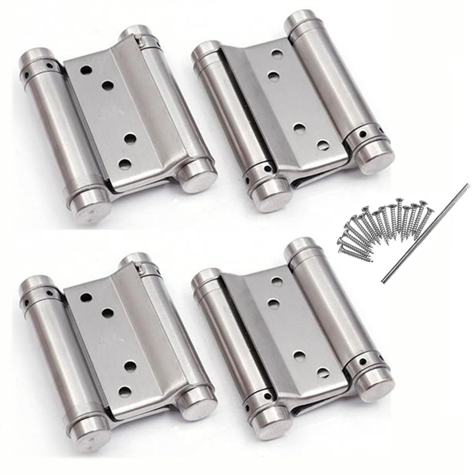 Young Wolf 2 Pairs 3inch Double Action Spring Door Hinges Stainless Steel Saloon Cafe Self-Closing Perfect Adjustable 76mm