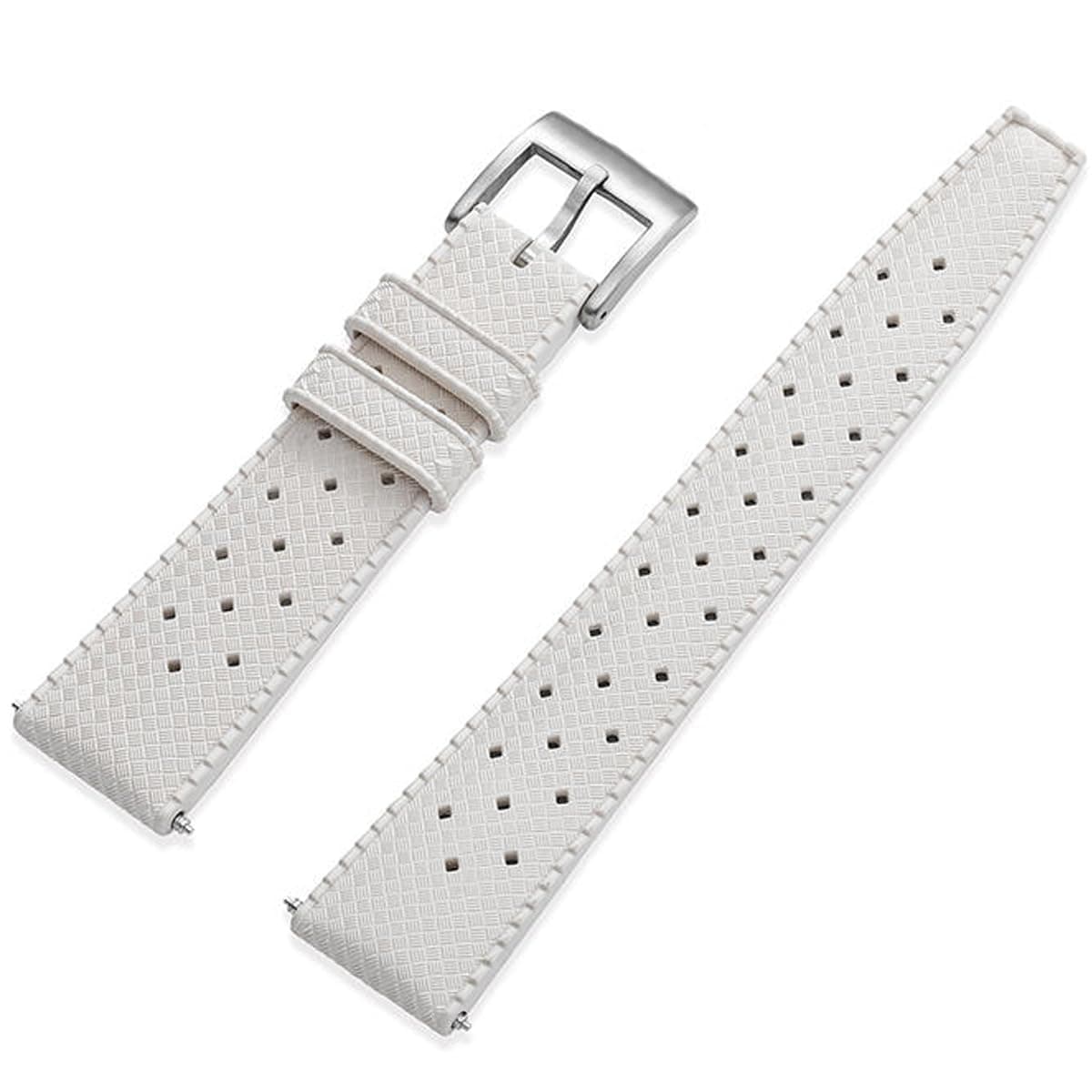 Fluororubber Watch Strap with Quick-Release Fastener, Tropical Style, Soft FKM Rubber Strap for Watches, Universal Replacement Strap, 18mm, 20mm, 22mm, Men and Women