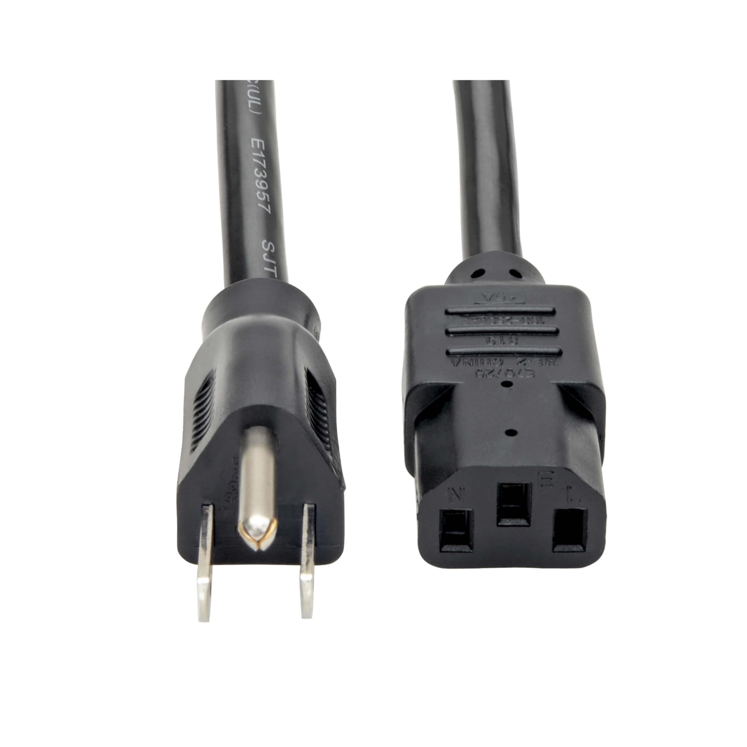 Eaton Tripp Lite Series 15 Amp Standard 10ft Computer Power Cord for PC, Monitor, Laptop & More | UL Listed, Heavy Duty 14 AWG, 5-15P to IEC C13, Replacement 3 Prong AC Power Cable (P007-010)