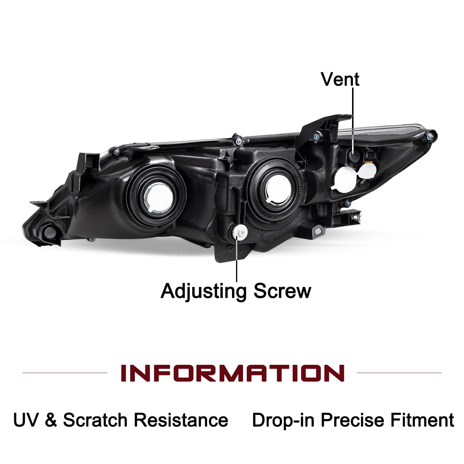 JSBOYAT Fit for 2012 2013 2014 Toyota Camry Headlight Assembly SE/L/LE/XLE/Hybrid Projector Headlamp Right Passenger Side(Chrome Housing Amber Reflector)