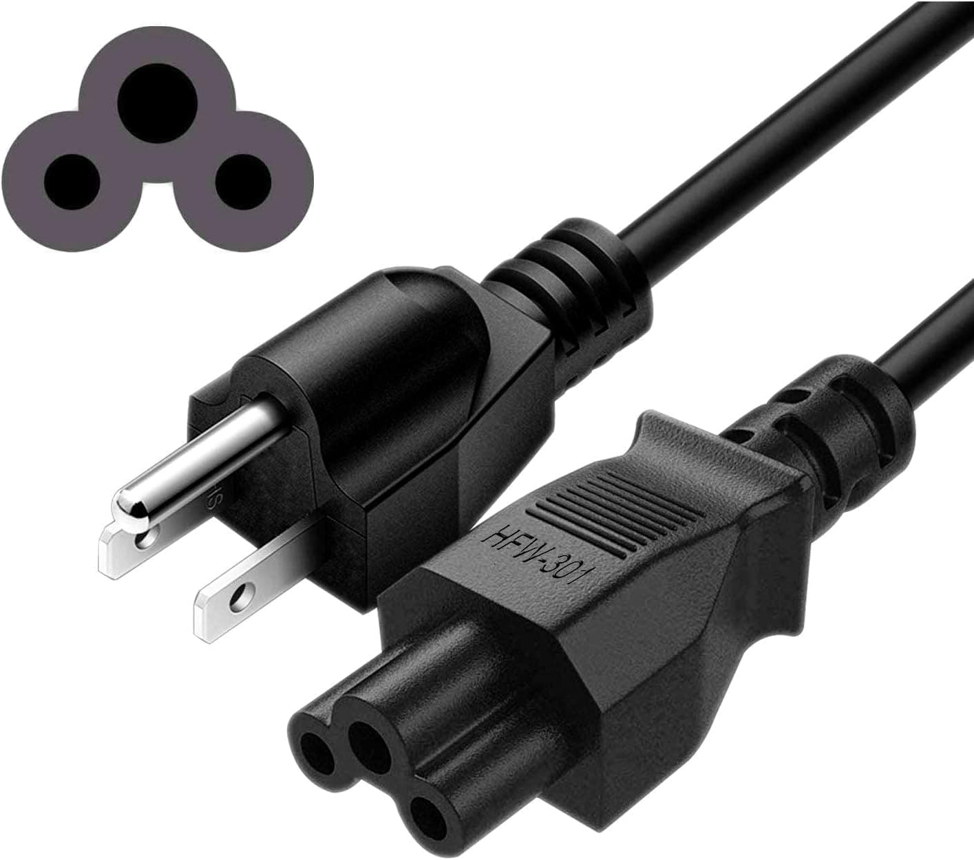 3 Prong Power Cord Replacement Power Cable for Computers, TVs, Monitors