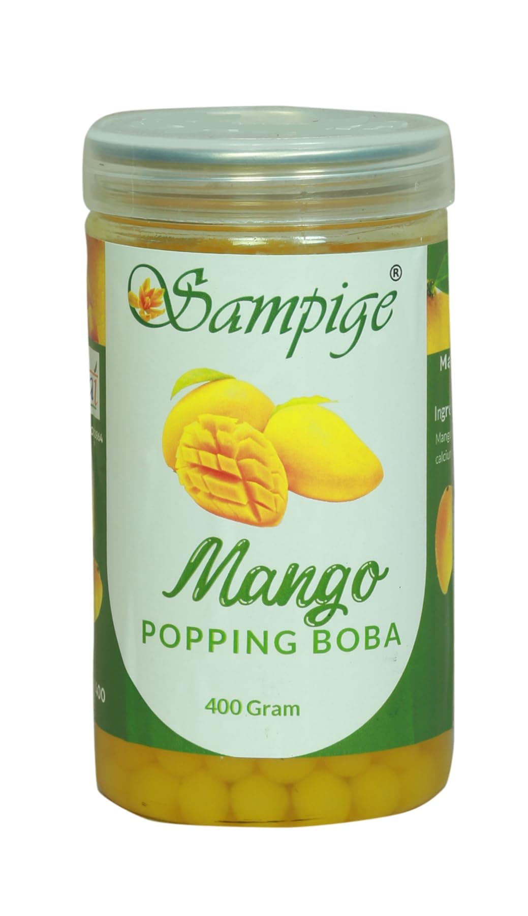 Sampige Popping Boba Mango | Fresh Fun Flavourful |Brusting fruit Flavours |Damage proof packaging| Best used in smoothies, Juices and Fruit Salads | 400gms