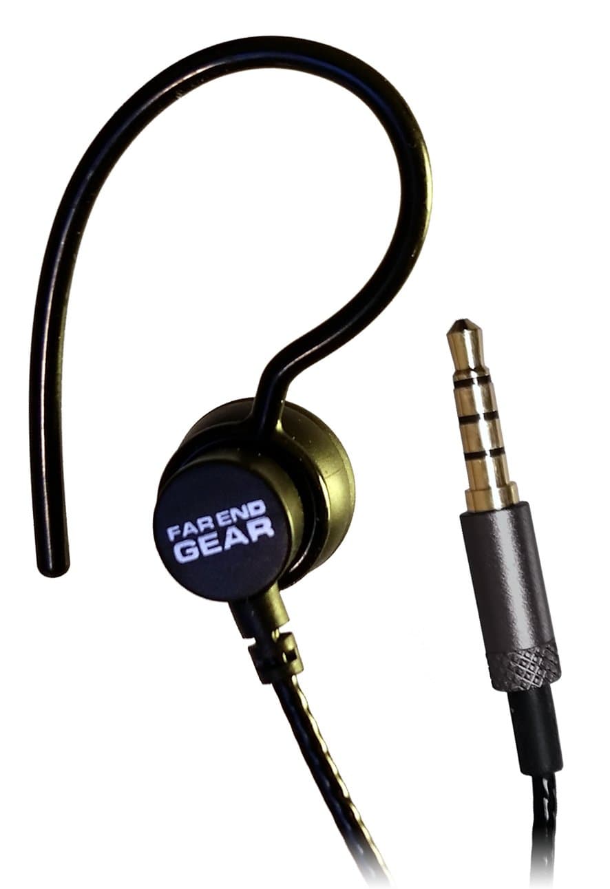 Far End Gear XDU Recon Single Stereo-to-mono Earhook Earphone, Reinforced Cord