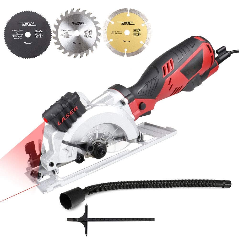 Mini Circular Saw Handle Power Tools, 220v 705W Plunge Cut Track Electric Sa for Cut Wood Metal Tile Cutter with 3 Blade Saws