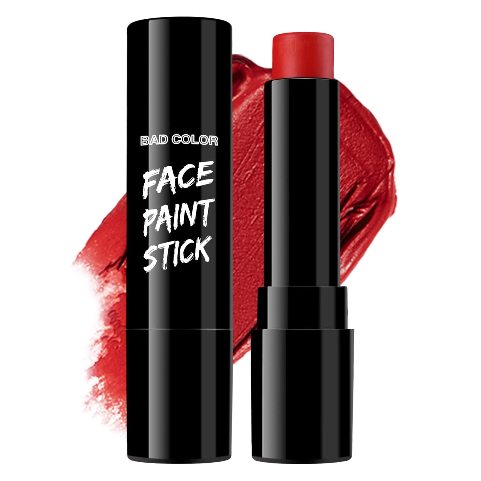 Red Face Body Paint Eye Black Stick, Cream Blendable Face Painting Sticks for Sports Softball Football Baseball, Facepaint for Halloween Clown Joker Devil Cosplay Costume Parties Events