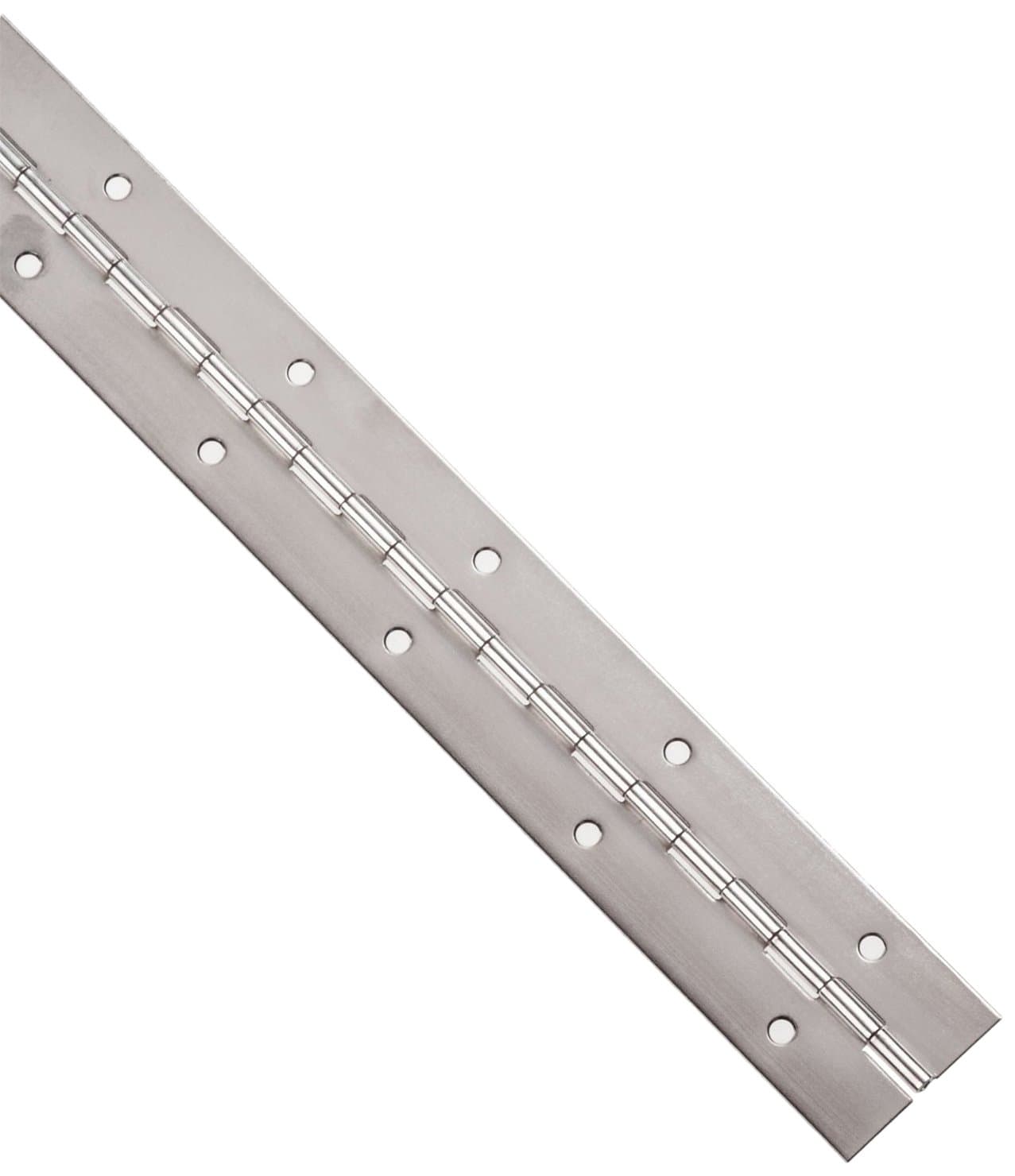 Stainless Steel 304 Continuous Hinge with Holes, Unfinished, 0.042" Leaf Thickness, 1-1/4" Open Width, 3/32" Pin Diameter, 1/2" Knuckle Length, 7' Long (Pack of 1)