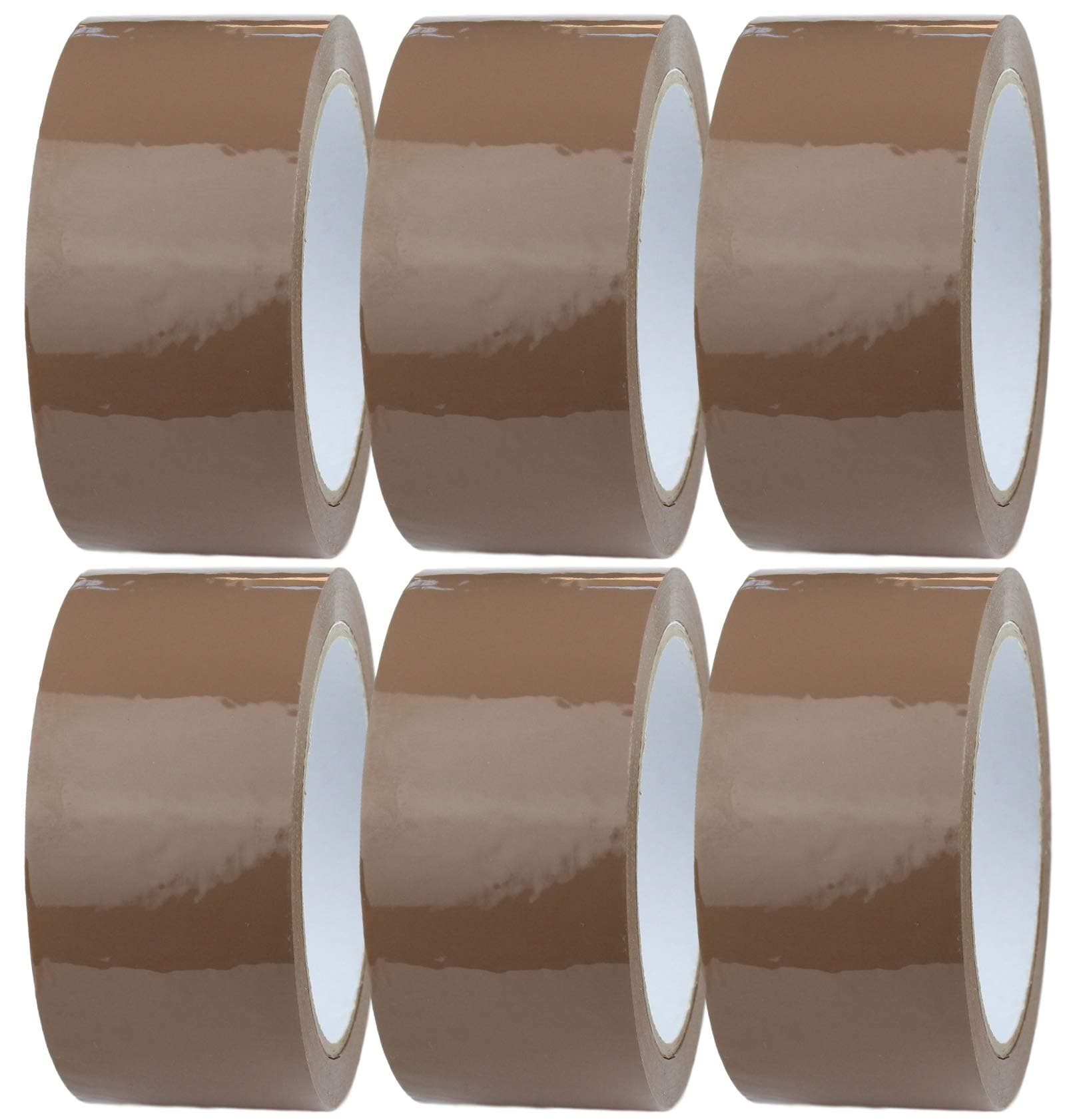 6 x Brown Packaging Tape Rolls 48mm x 66m | Packaging Tape for Packing Parcels, Boxes, Postage, Moving House | Adhesive Parcel & Clear Packing Tape | Moving Out Essentials
