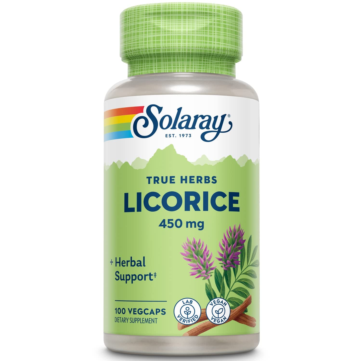 SOLARAY Licorice Root 450mg | Healthy Digestive System, Liver & Menopausal Support Formula | Non-GMO | Vegan | 100 VegCaps