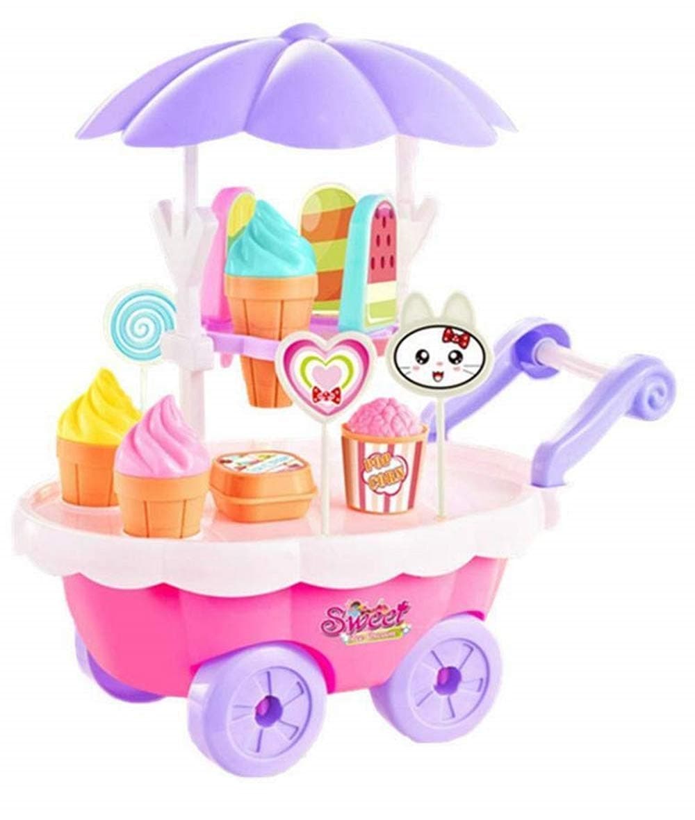 Chocozone Small Ice Cream Play Cart Kitchen Set Toy,Plastic( Pack of 20 pcs), Toys for 4 Years Old Girls-Multi color