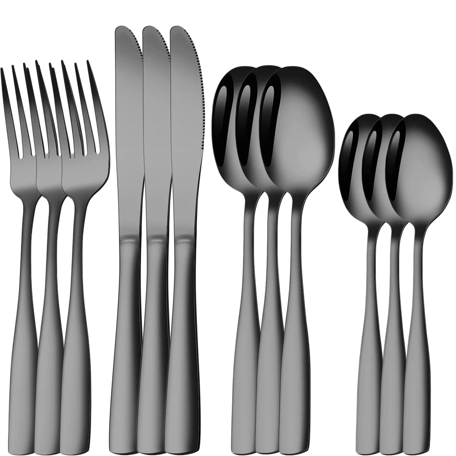 Silverware Set for 3, 12-Piece 18/10 Stainless Steel Flatware Set,Forged Cutlery Set Matte Finish for Home,Restaurant and Parties, Dishwasher Safe.