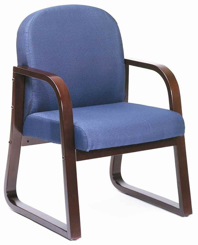 Boss Office Products Mahogany Frame Fabric Side Chair in Blue