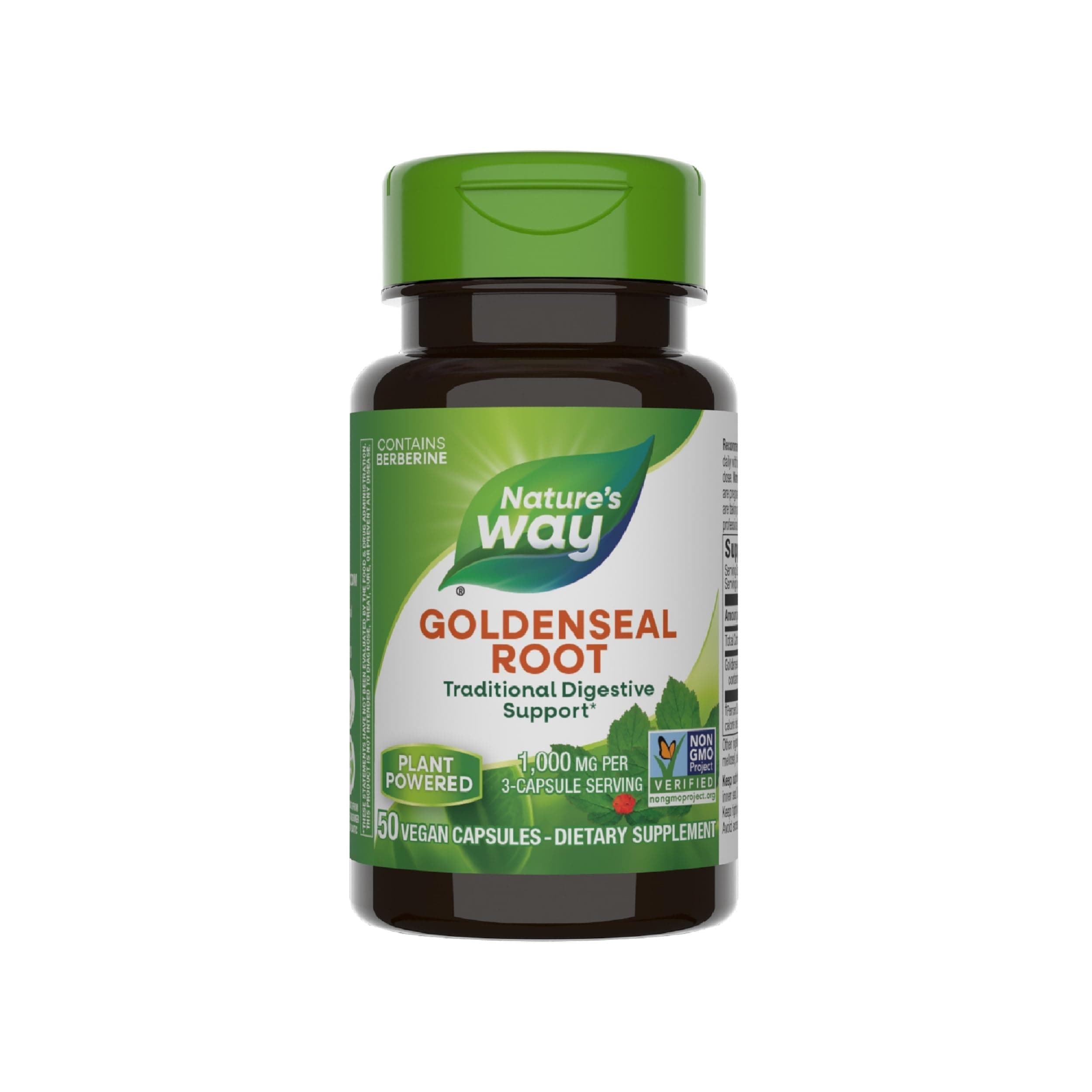 Nature's Way Goldenseal Root, Traditional Digestive Support, Berberine, Non-GMO Project Verified, Vegan, 50 Capsules