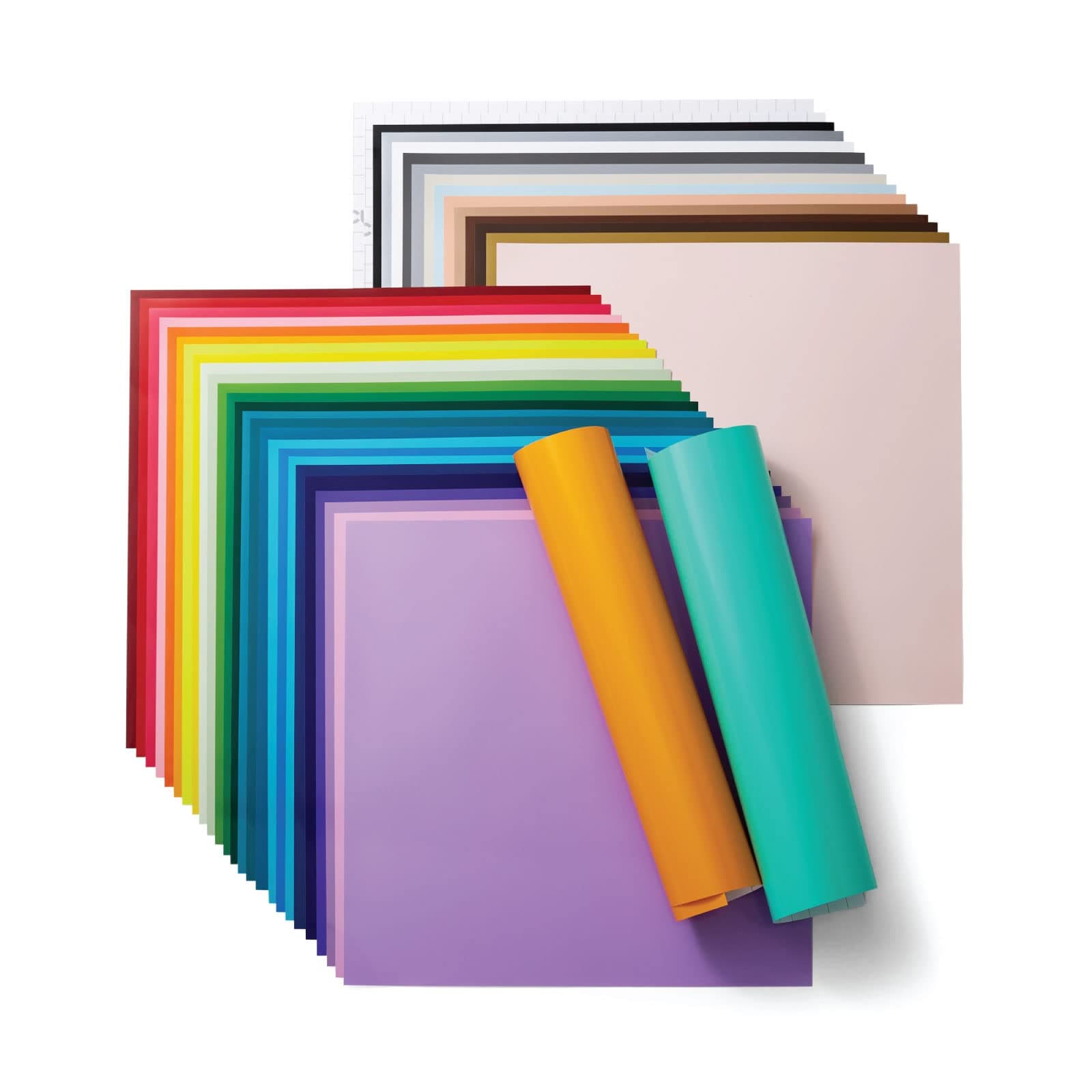 Vinyl Permanent - Everything Sampler, 12x12 Vinyl Sheets and Transfer Tapes, Create Long-Lasting DIY Projects, Durable Adhesive Vinyl for Cricut Machines, (Pack of 45 with 40+ Colors)