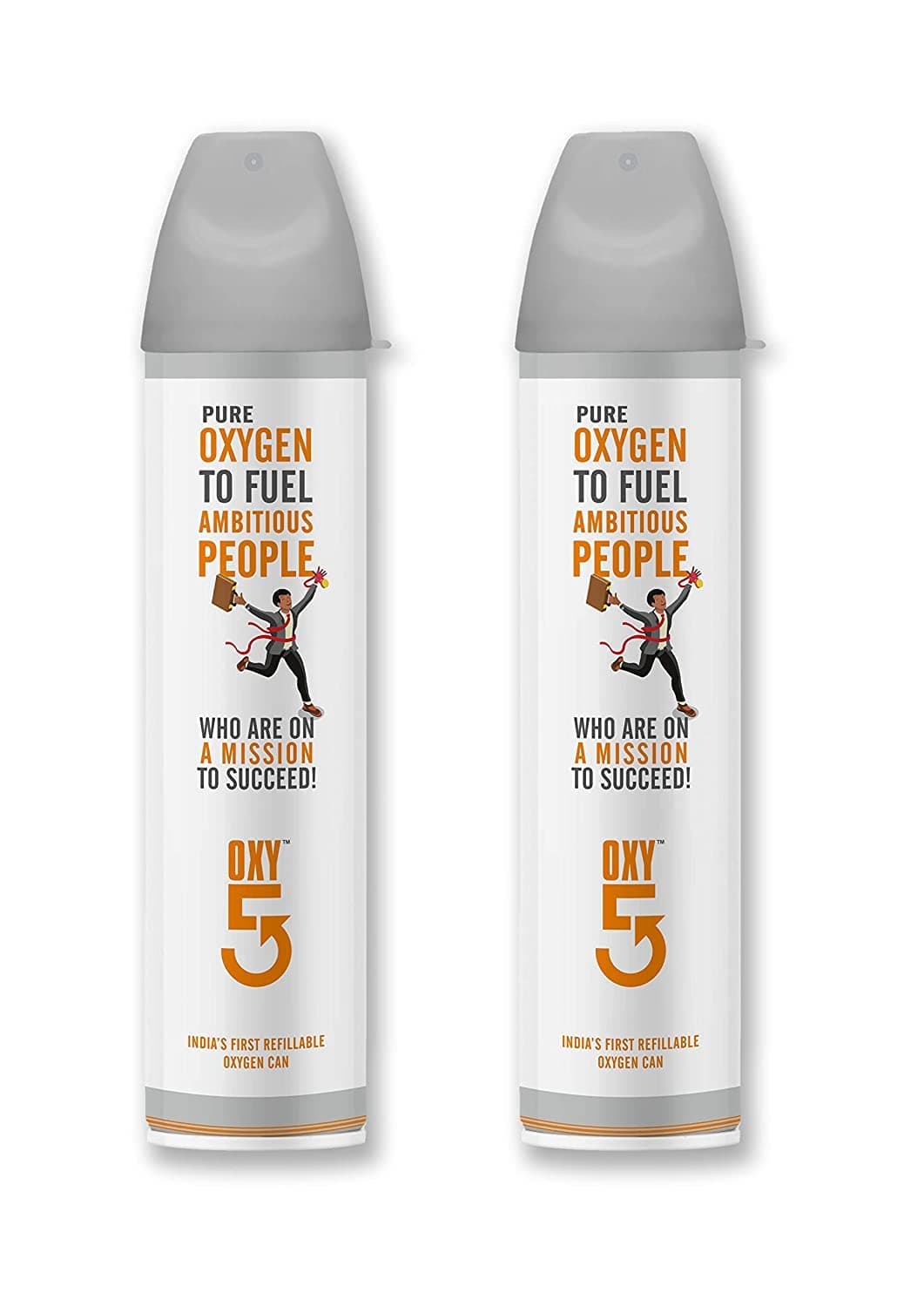 OXY5 Pure Oxygen for Ambitious People (Refillable and Portable Oxygen Can) Pack of 2