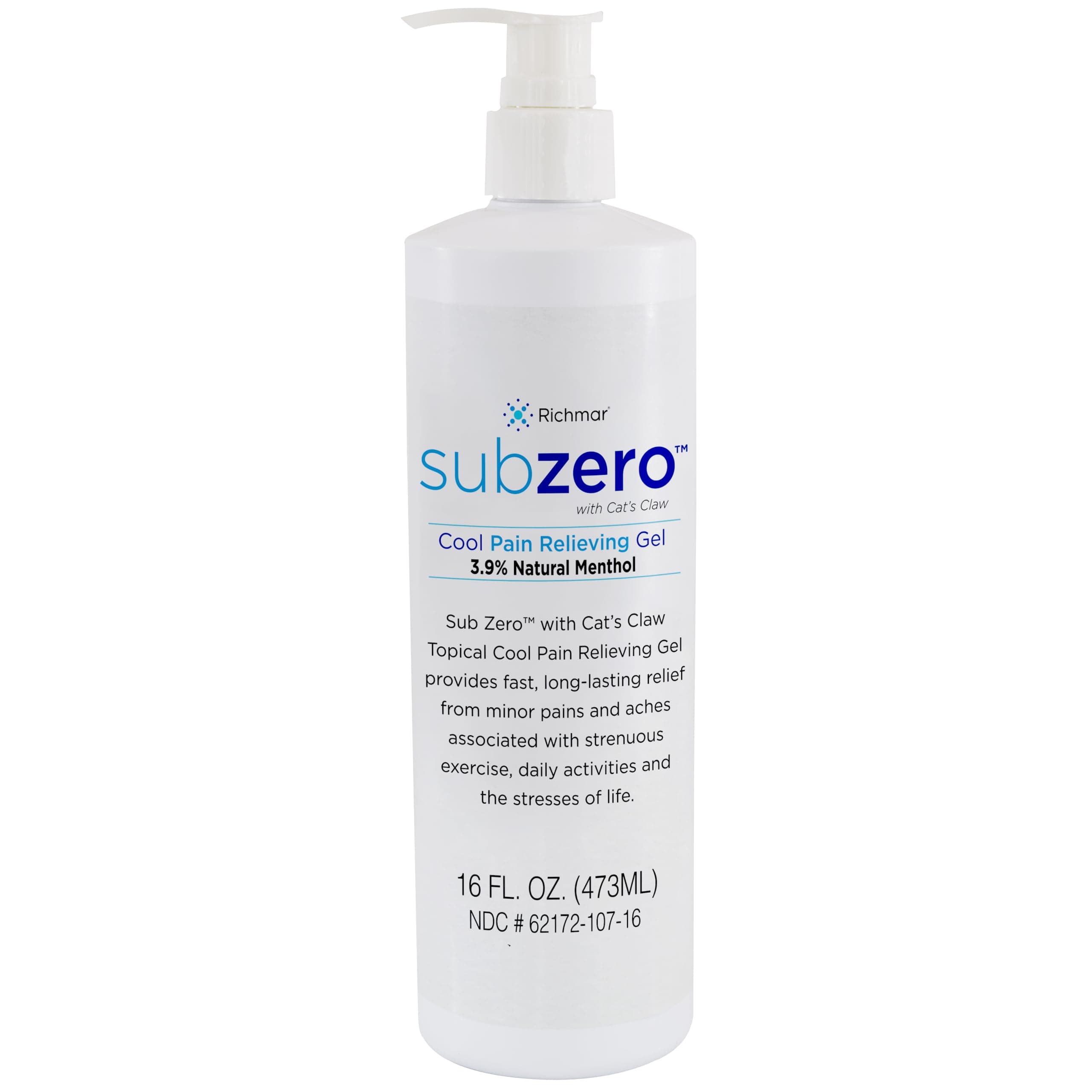Sub Zero Cooling Pain Relief Gel, 16oz Bottle with Pump - Joint Relief and Nerve Pain Relief Cream for Muscle Deep Pain Relief and Arthritis Relief