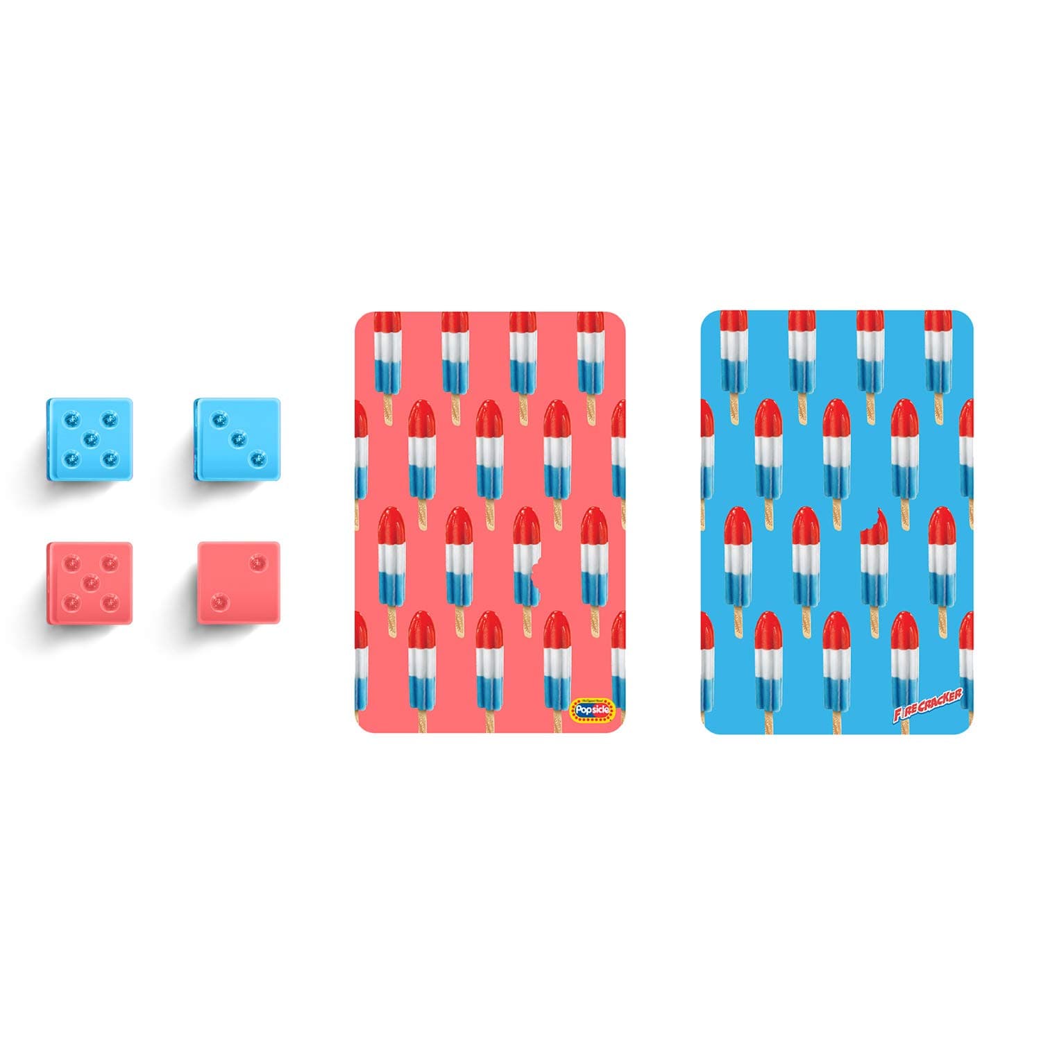 MVMT Popsicle Playing Cards & DICE Set - 2 Decks of Cards, 4 DICE - Rainbow & Firecracker Popsicle Design