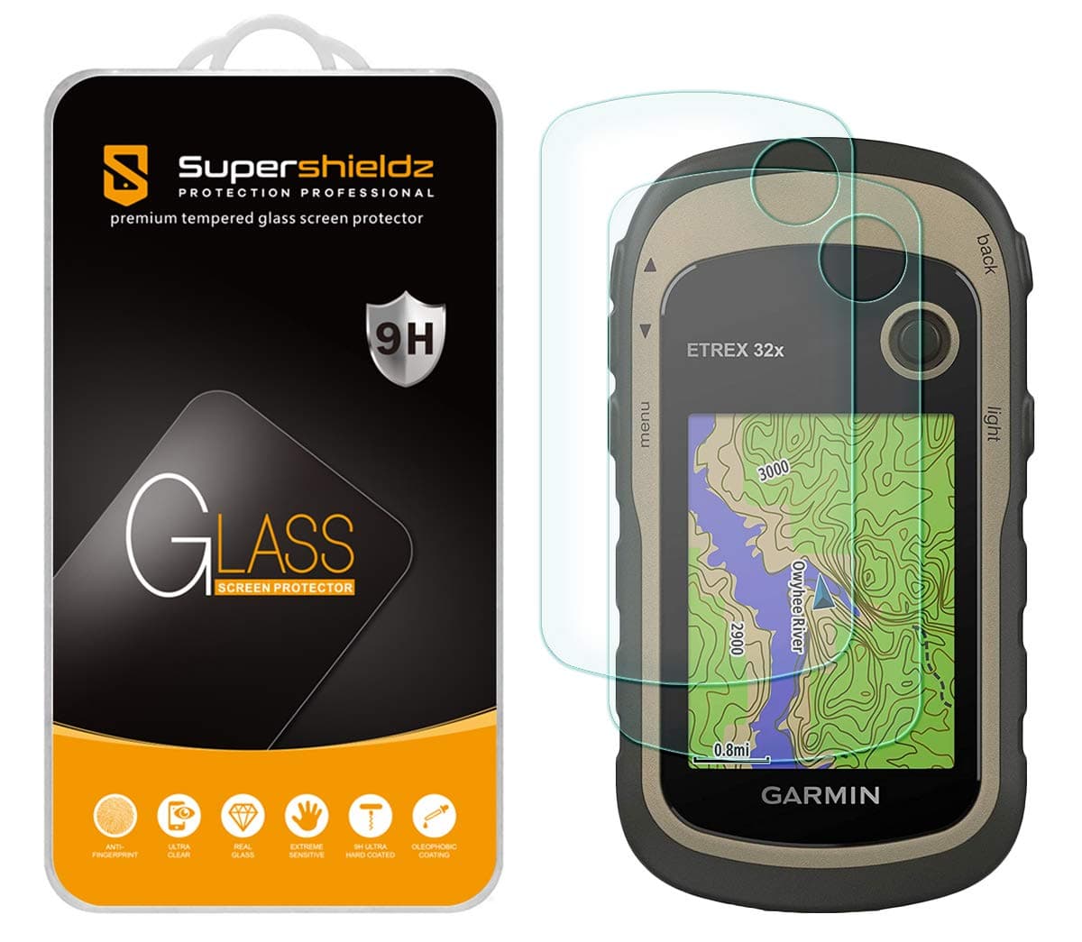 Supershieldz (2 Pack) Designed for Garmin eTrex 10, 20, 20x, 22x, 30, 30x, 32x Tempered Glass Screen Protector, Anti Scratch, Bubble Free
