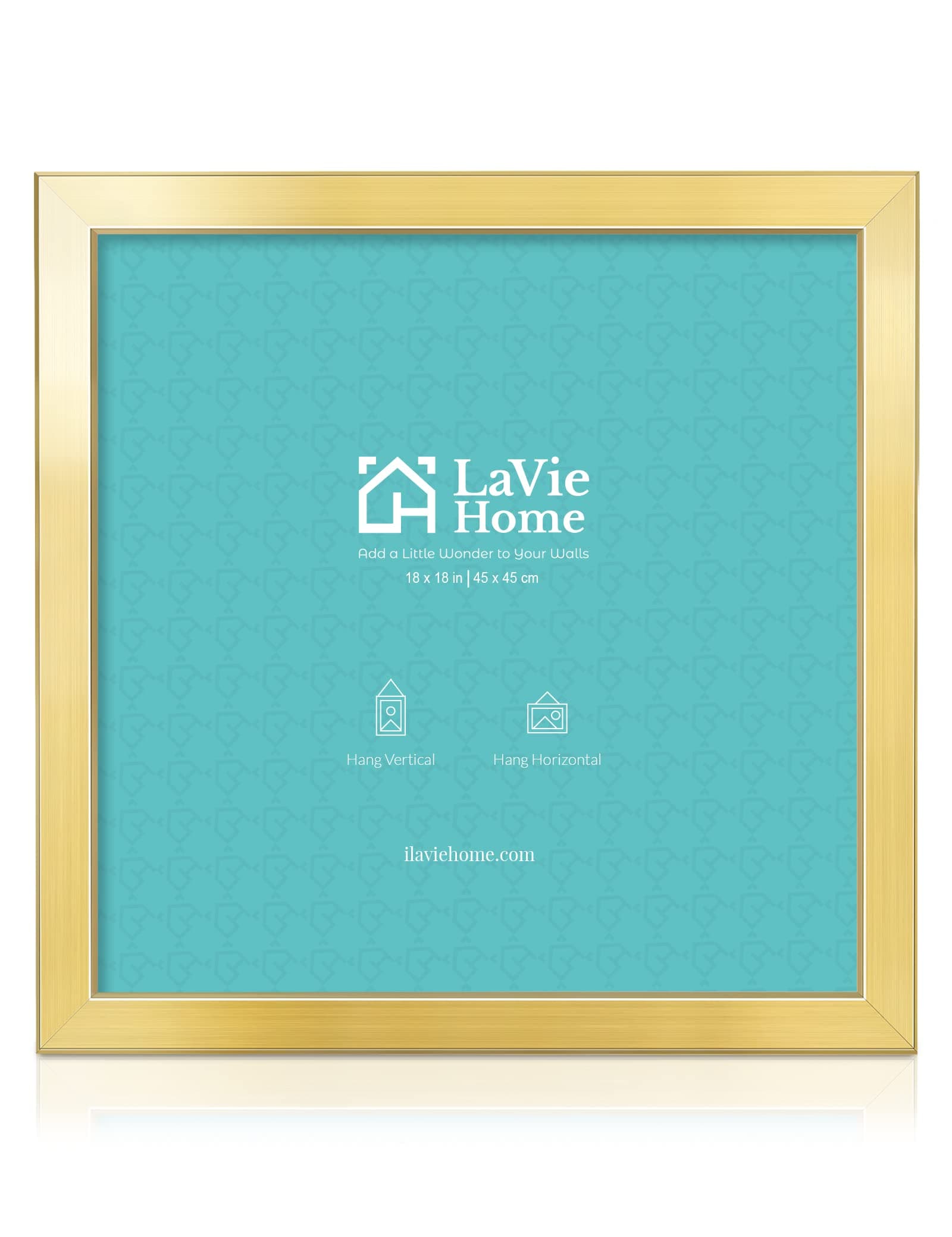 LaVie Home 18 x 18 Picture Frame, Square Poster Frame with High Definition Plexiglass, Horizontal or Vertical Wall Gallery Poster Frames Suitable for Photos, Artworks, Posters,Puzzle, Gold 2pc