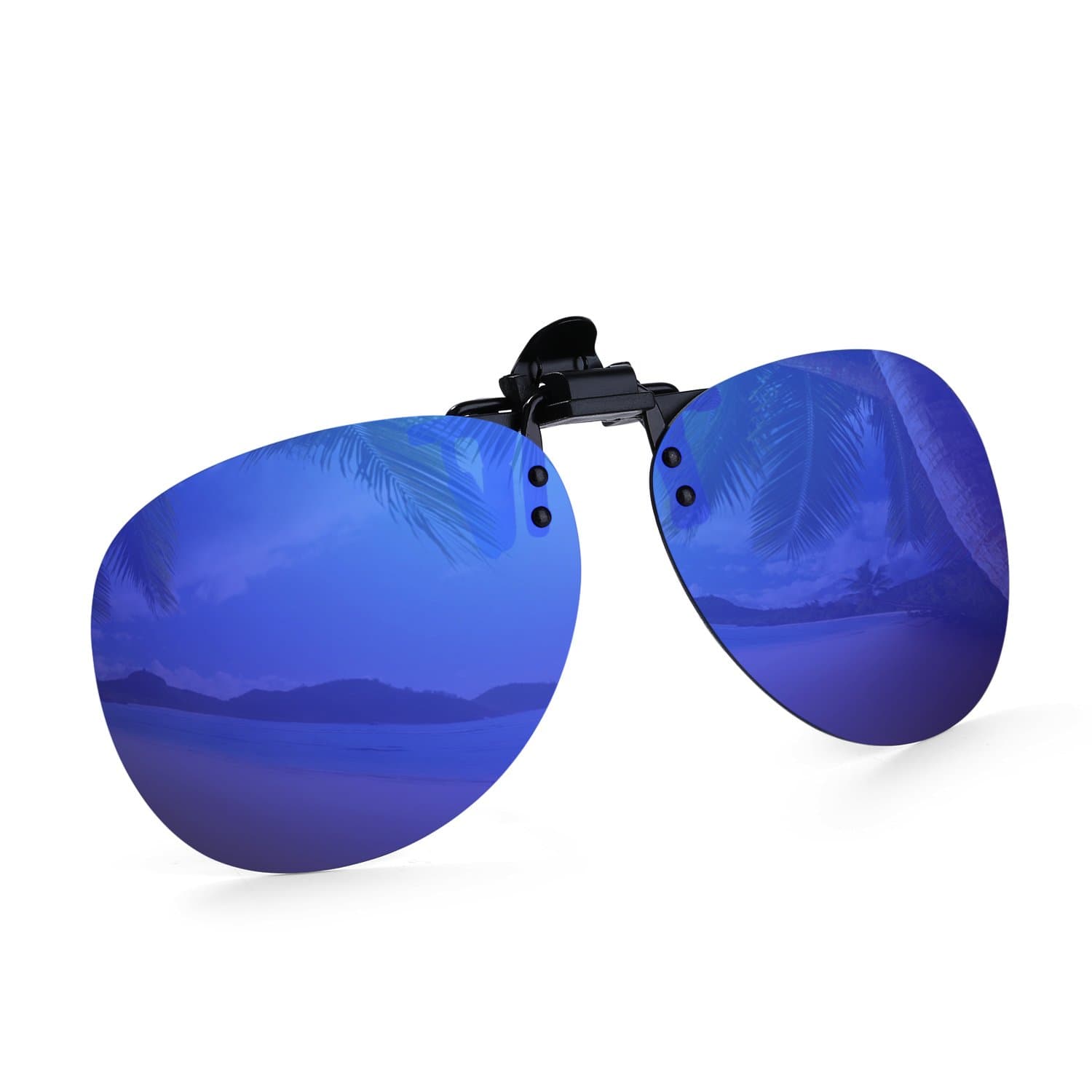 Royal Blue Mirror Retro Clip On Sunglasses