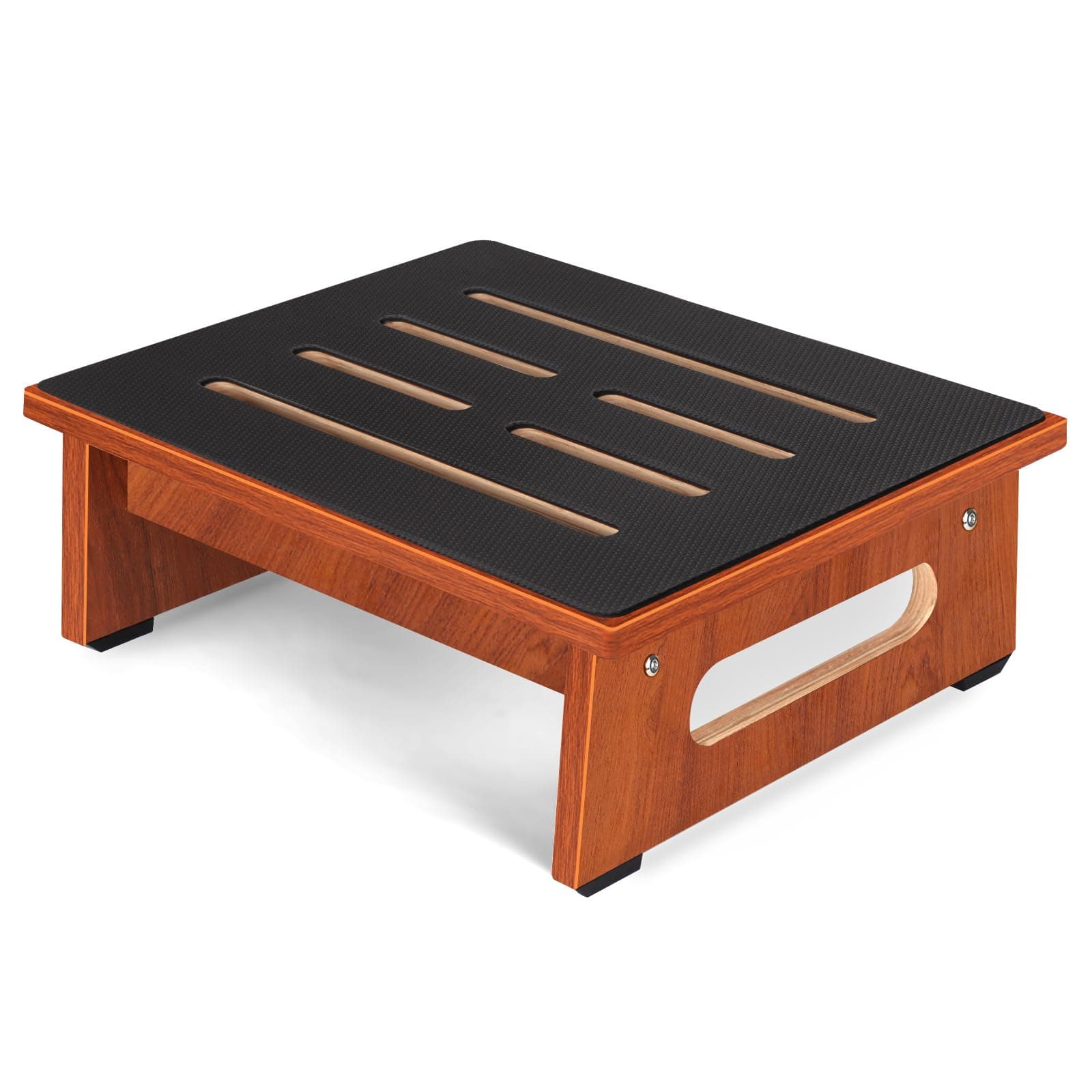 One Step Stool for Adults Seniors with Non-Slip Rubber Stepping Surface, Heavy Duty Wooden Step Stool with 450 LBS Capacity Bed Steps for High Beds, Bathroom, Bedroom, Kitchen & Kids Bedside Support