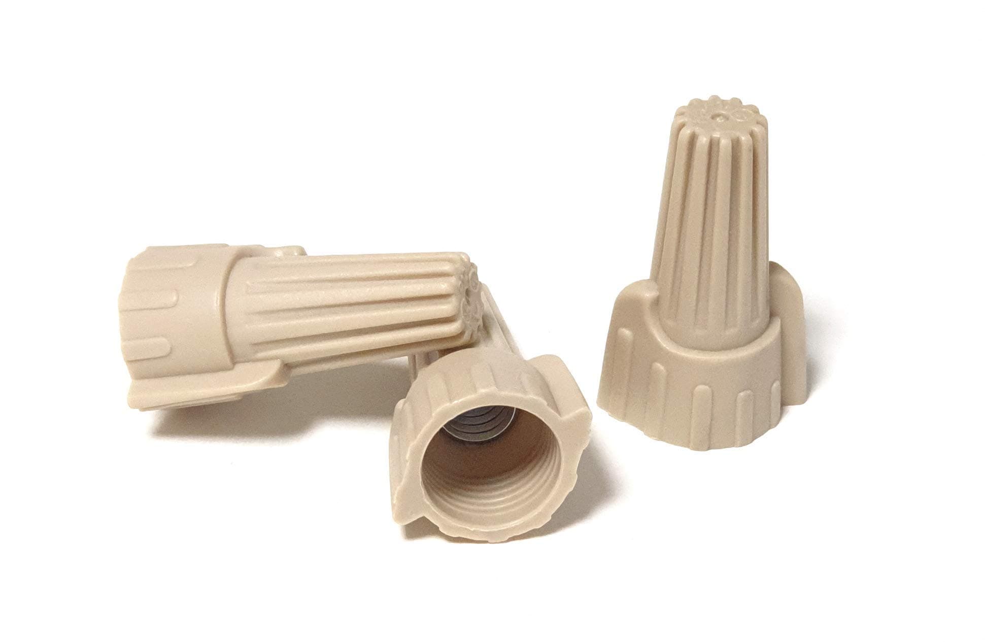 HE Products 500pcs, Tan Winged Wire Connectors, Wire nut connectors, Twist-On Easy Screw On Type Connectors, Heavy Duty, For Connect Electrical Wiring, Wing wire connectors,Easy Twist-On Ribbed Cap