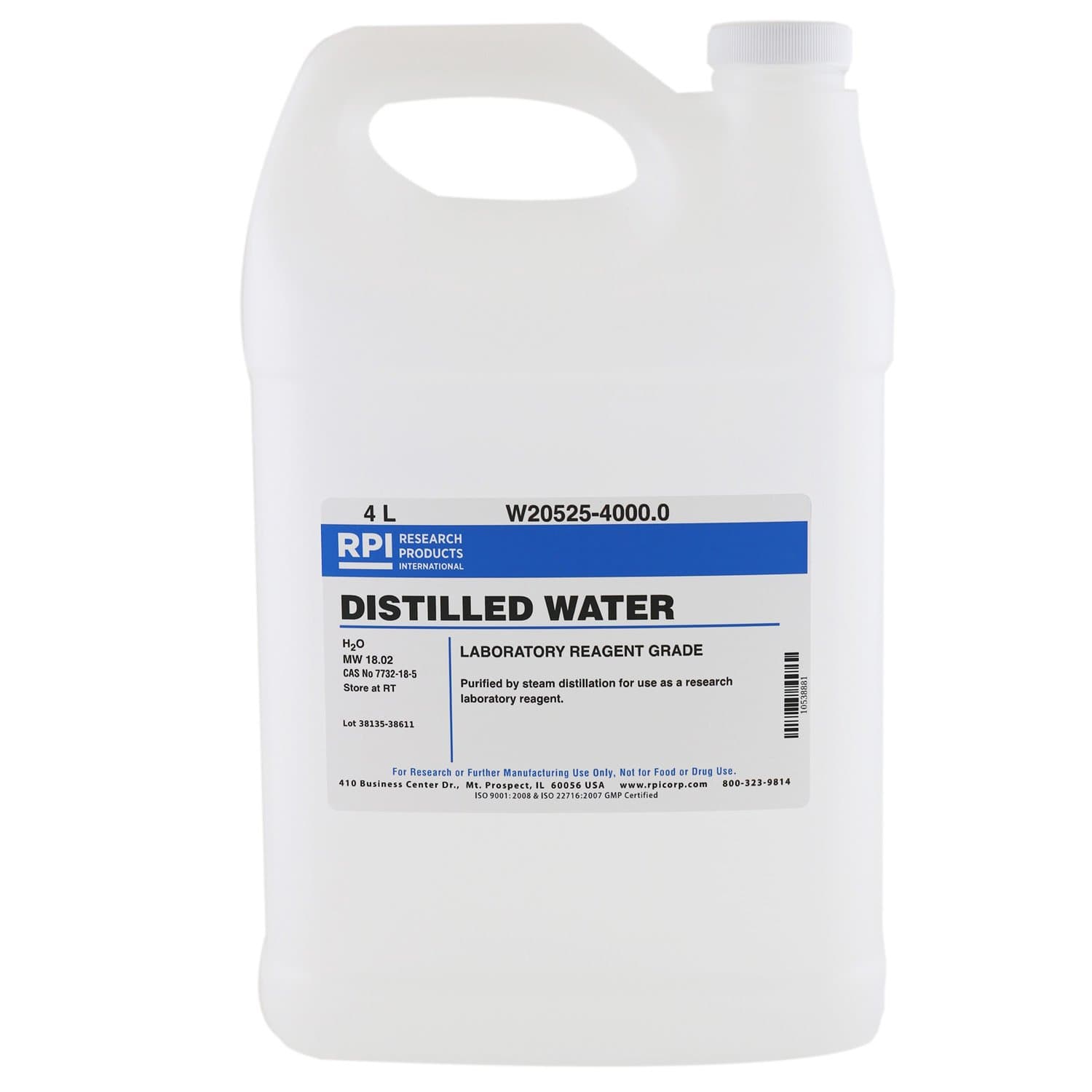 RPI W20525-4000.0 Distilled Water, 4L