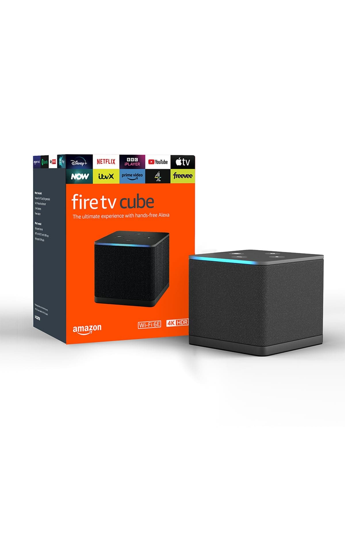 Amazon Fire TV Cube (Newest gen) | Hands-free streaming media player with Alexa, Wi-Fi 6E, 4K Ultra HD