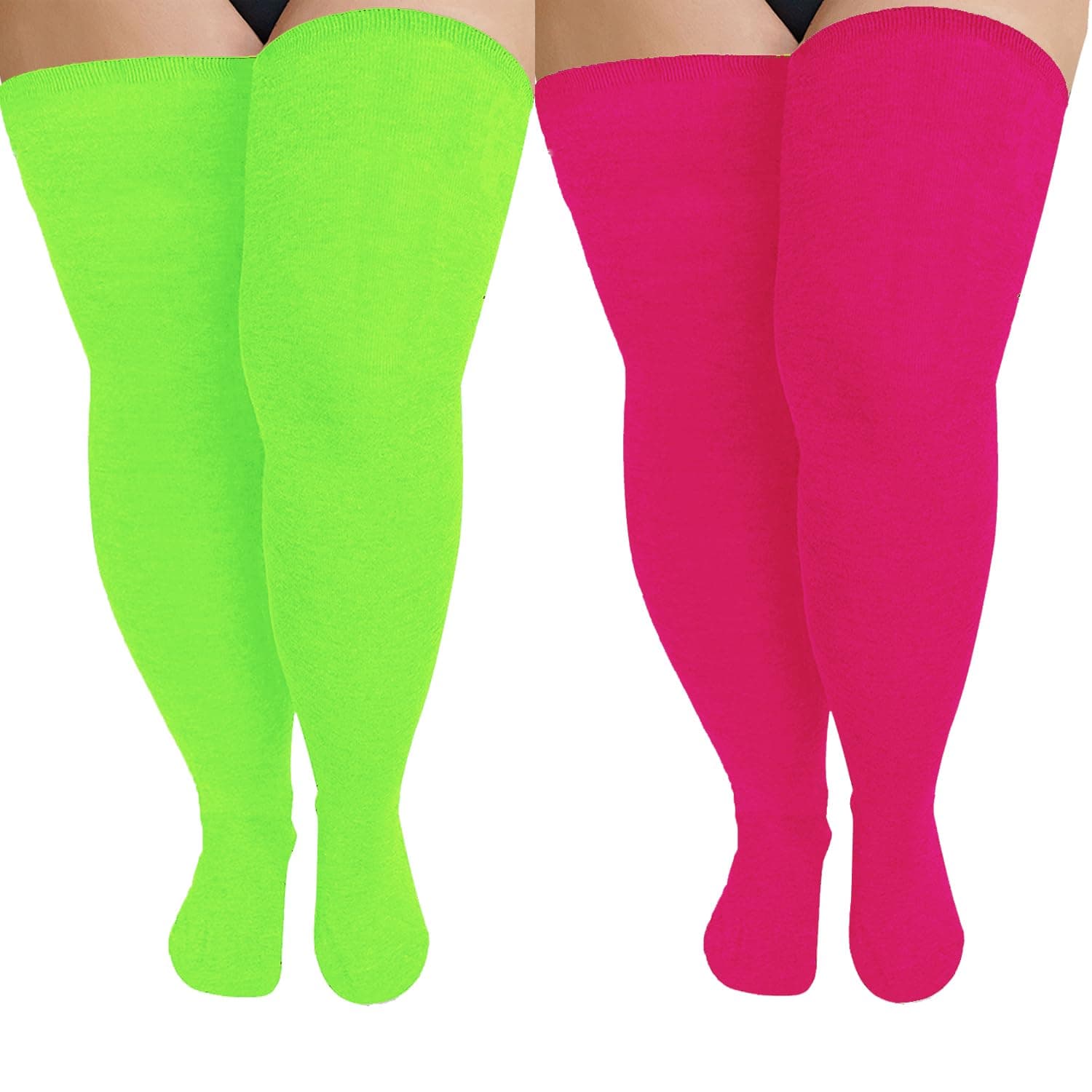 YELAIVP Plus Size Thigh High Socks Extra Large Stripe Over Knee High Stockings for Women