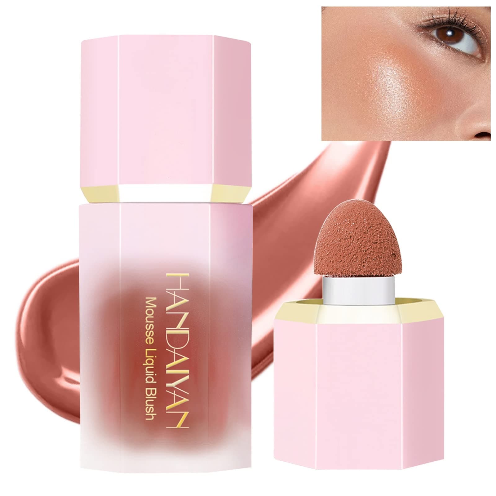 Liquid Blush Face Blusher Rouge Natural Smooth Blusher Pigment Long Lasting Creamy Soft Cheek Multi-purpose Stick Makeup With Cushion Cosmetics Liquid Facial Blush(Chocolate)