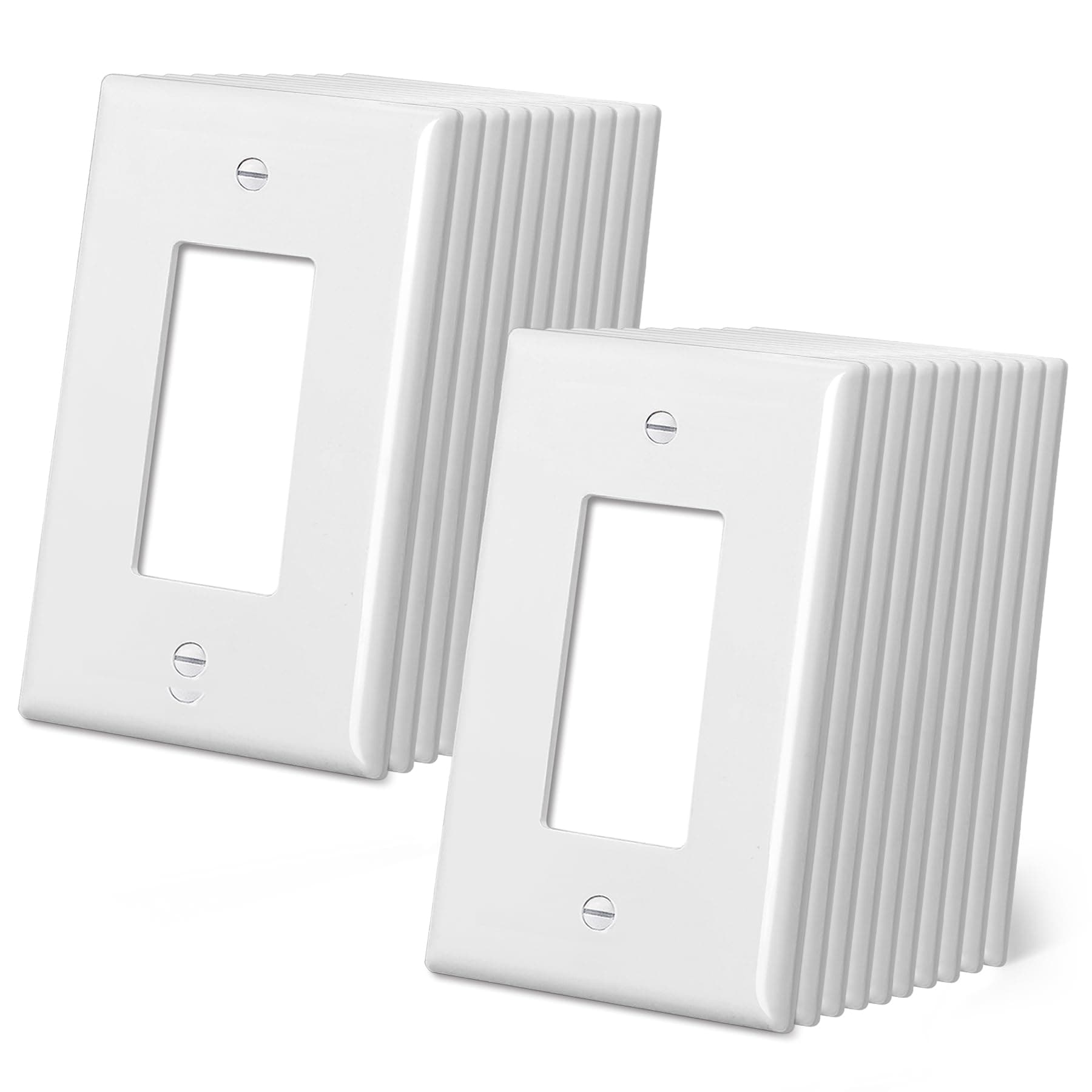 CML Oversized Decorator Wall Plate, 20 Pack Electrical Outlet Receptacle Covers, Jumbo 1-Gang Switch Plates, Over-Size 3.5” x 5.5”, Impact Resistant, Gloss White, ETL Listed