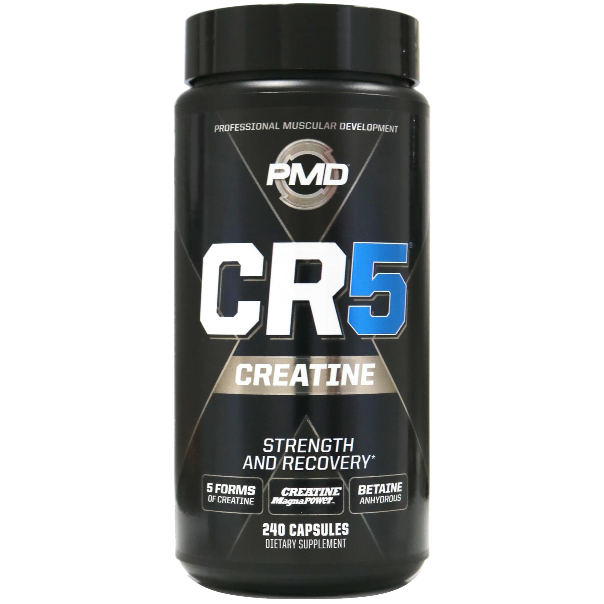 PMD Sports CR5 Professional Creatine Complex - Improved Recovery, Reduce Soreness, Lean Muscle Mass Gainer - Power 5 Creatine Blend for Strength, Endurance, and Recovery (240 Creatine Capsules)