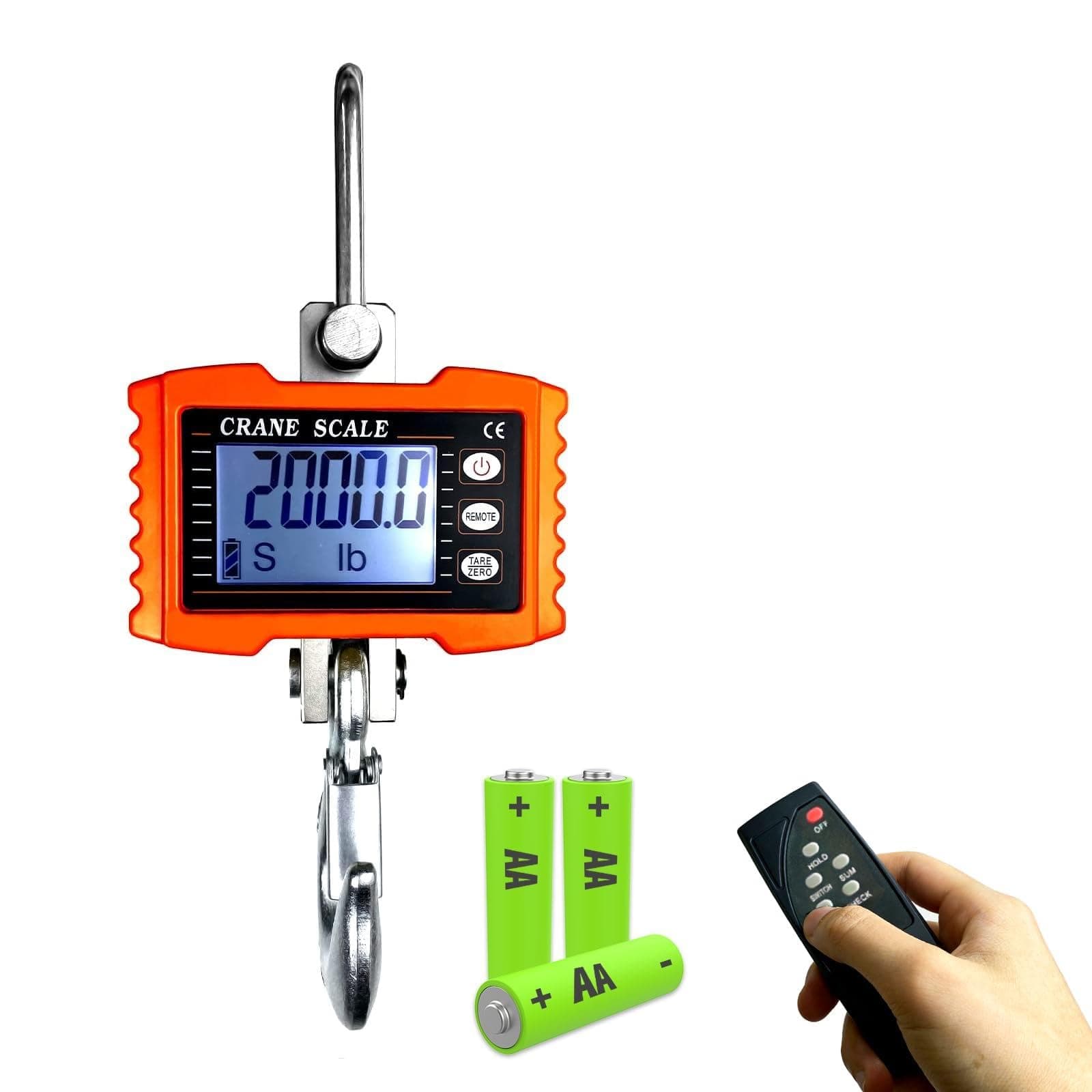 YATOINTO 1000kg/2000lb Digital Crane Scale High Precision Heavy Duty Industrial Hanging Scale with Remote Control Aluminum Case CE Certified Electronic Weighing Scale (Orange)