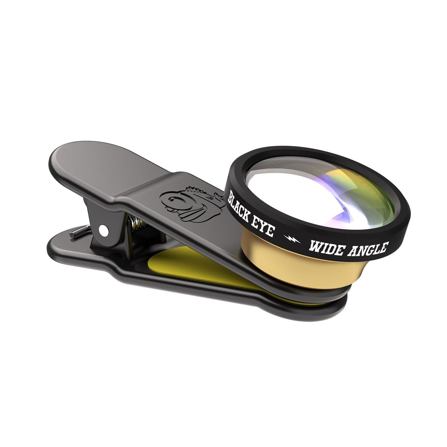 Black Eye Lens Clip-On Wide Angle 160 Degrees Universal Smartphone and Tablet Clip-On Camera Lens, Compatible with iPhone, iPad, Samsung - Black/Yellow