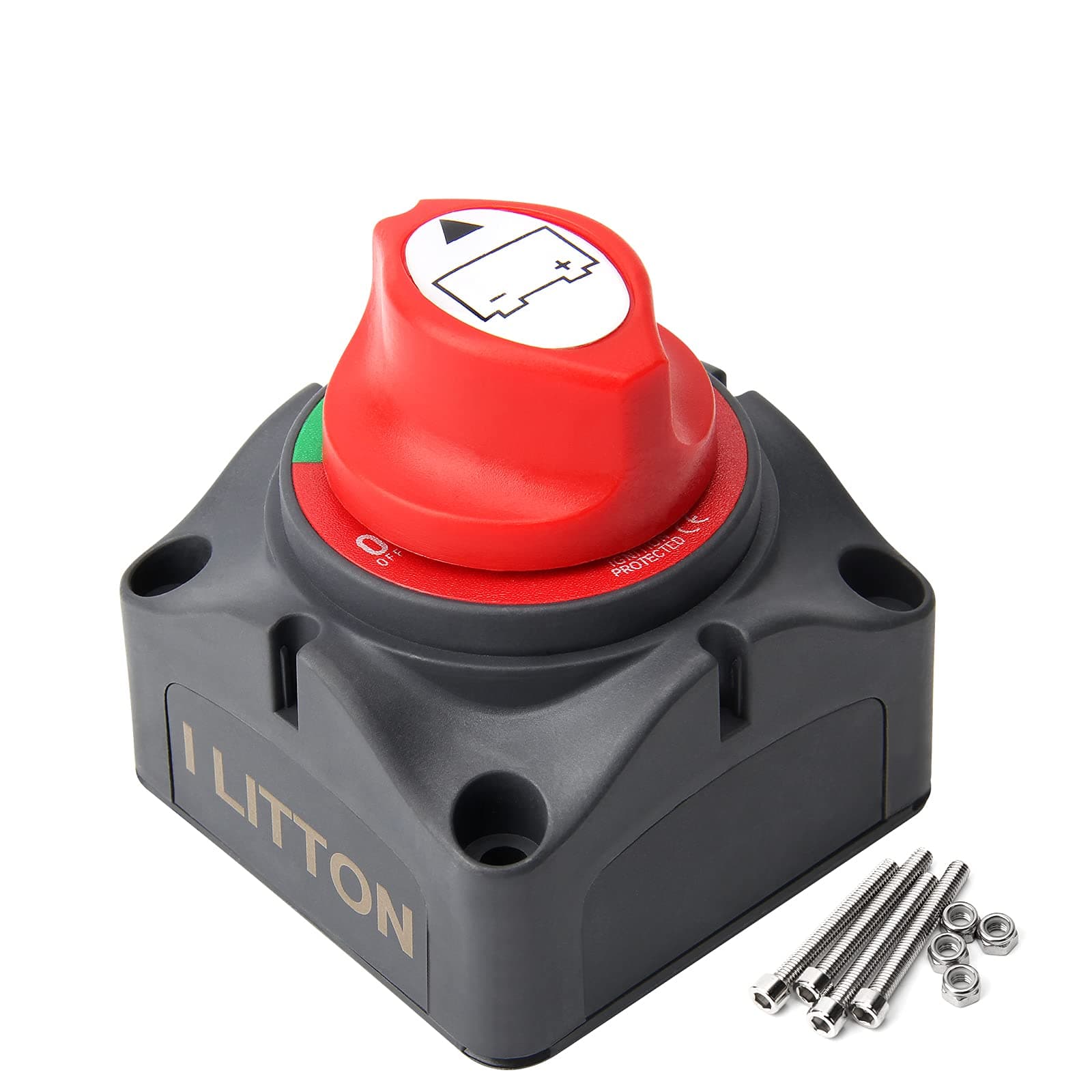 I LITTON 12V Battery Kill Switch Heavy Duty Battery Isolator Switch Battery Disconnect Switch 12-48V Boat Battery Cut Off Switch for Boat Cars Trucks RV ATV UTV, 75-1250Amp Battery Shutoff Switch 12V