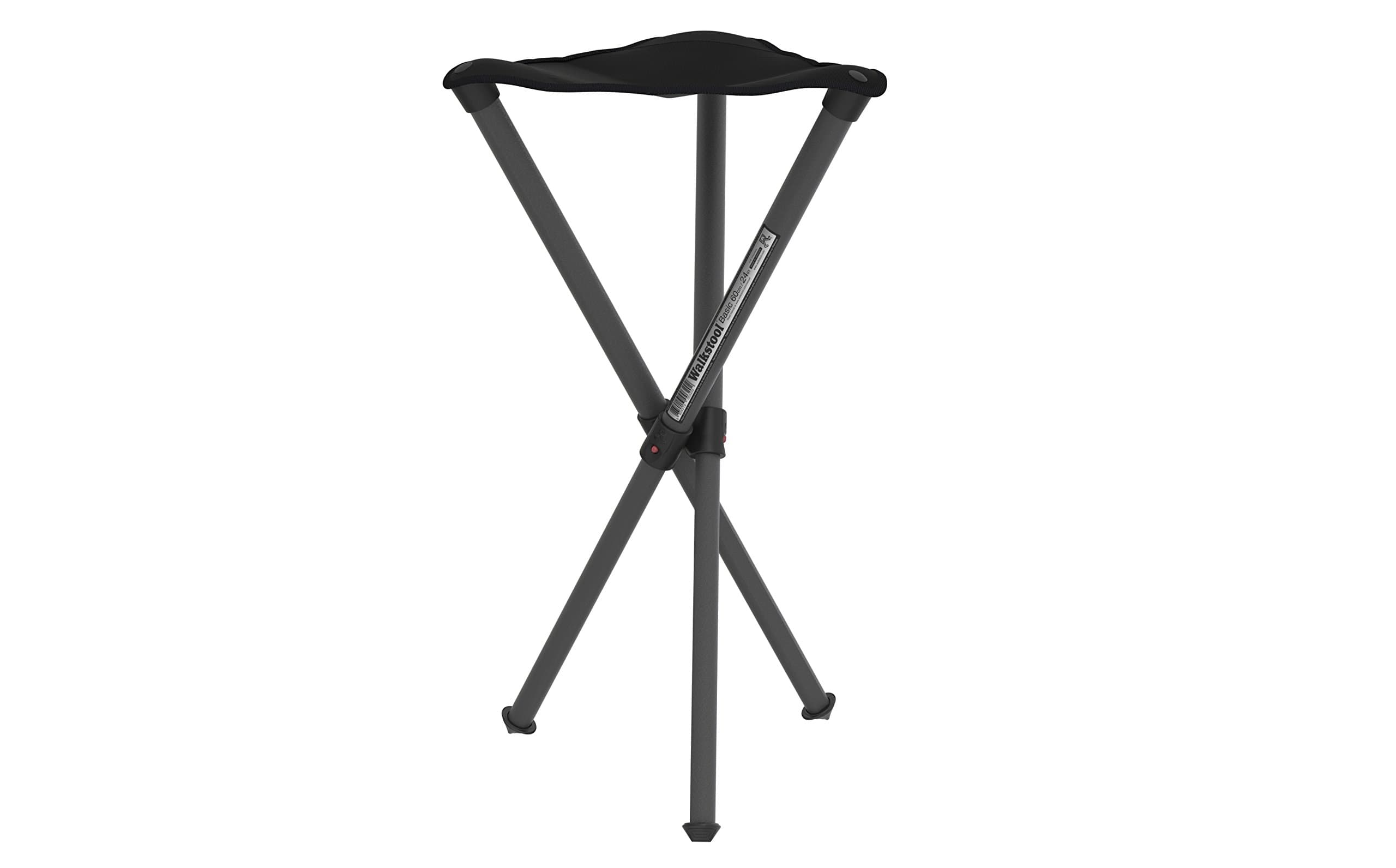 Basic Model - Black Color - 3 Legged Folding Stool in Aluminium - Height 20" to 24" - Maximum Load 330 to 385 lbs - Made in Sweden