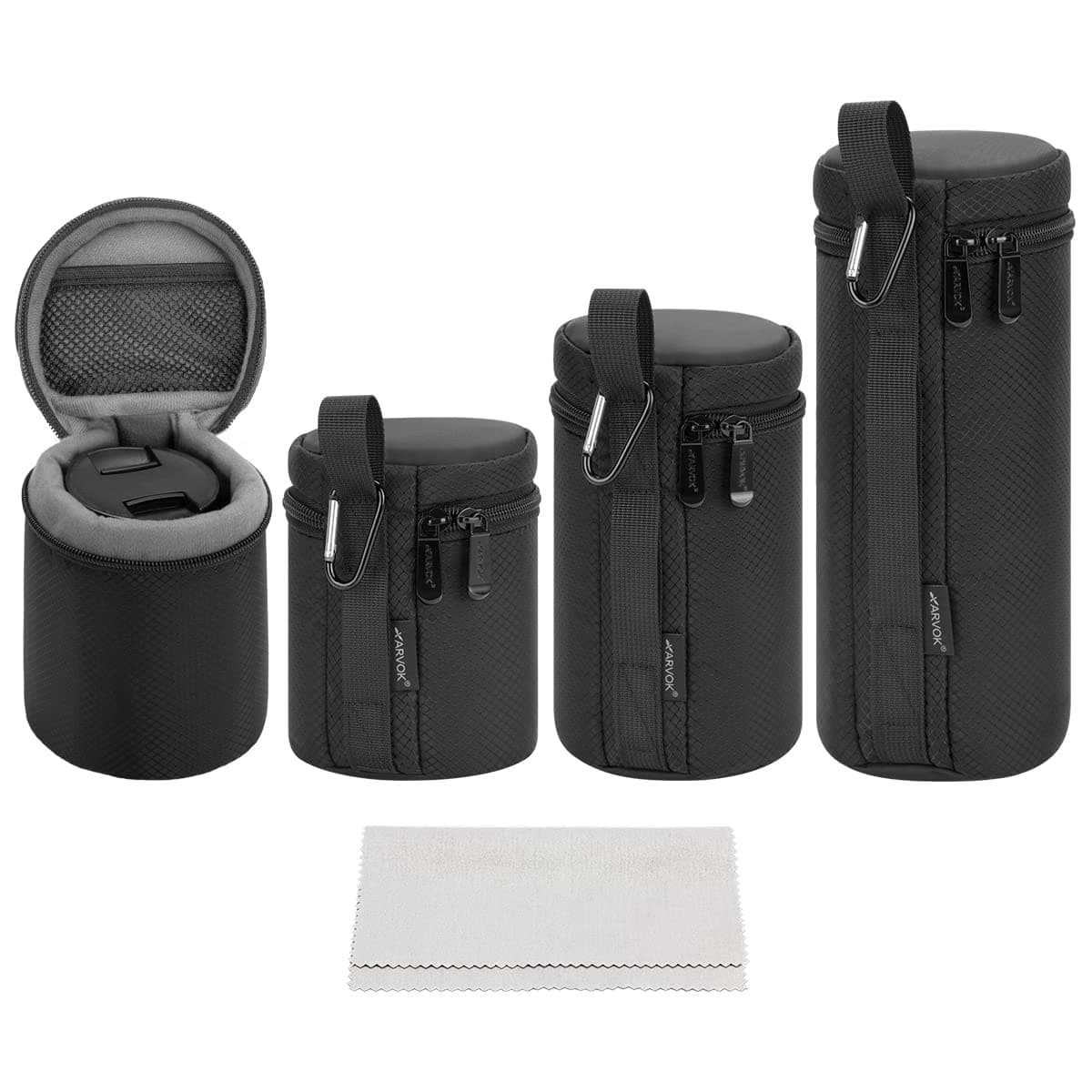 Camera Lens Case, Water Resistant Protective Pouch for DSLR Camera, 4 Size Thick Bag for Nikon, Tamron, Sigma, Pentax, Sony, Fuji, Panasonic (4 Pack)