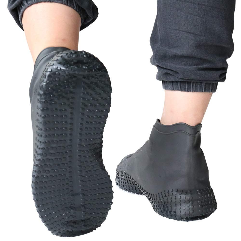 Coolnice Snow Rain Shoe Covers Reusable Waterproof Silicone Shoe Covers Non-Slip Upgrade Shoe Rain Covers for Women Men Kids Foldable Overshoes-Black L Size