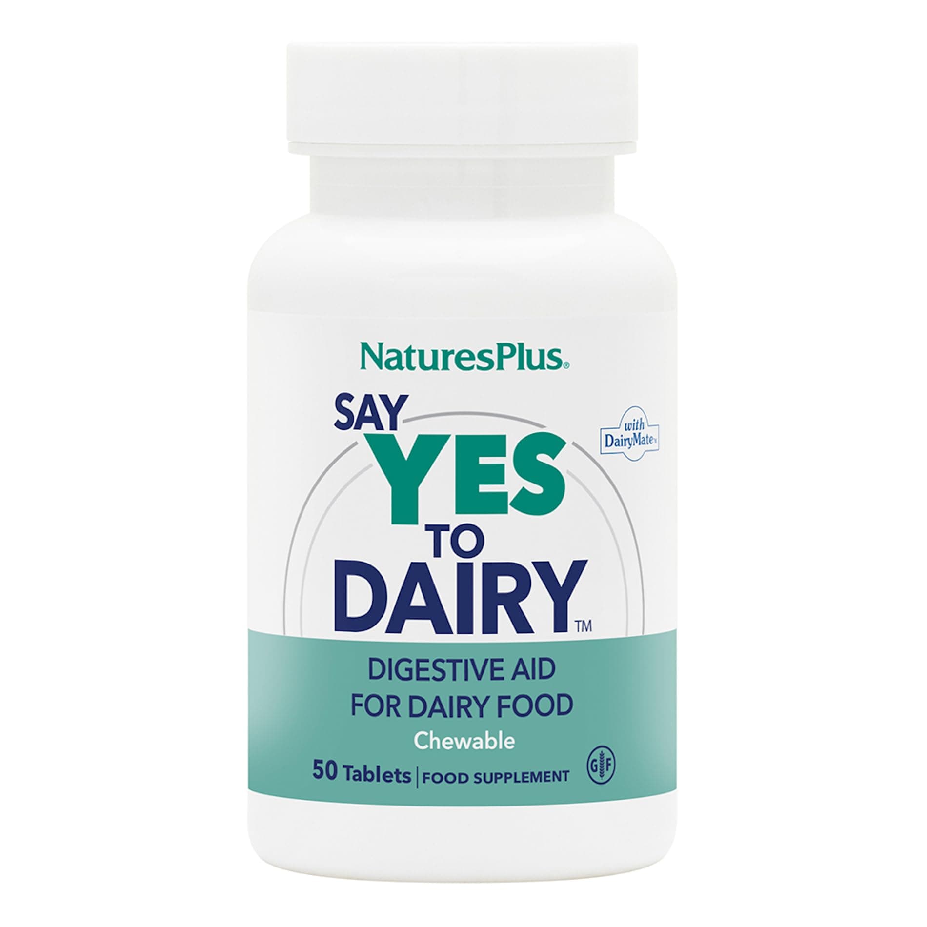 NaturesPlus Say Yes to Dairy - 50 Chewable Tablets - Natural Lactase Enzyme Supplement - Maximum Strength Digestive Aid - Lactose Intolerance Relief - Gluten Free - 50 Servings