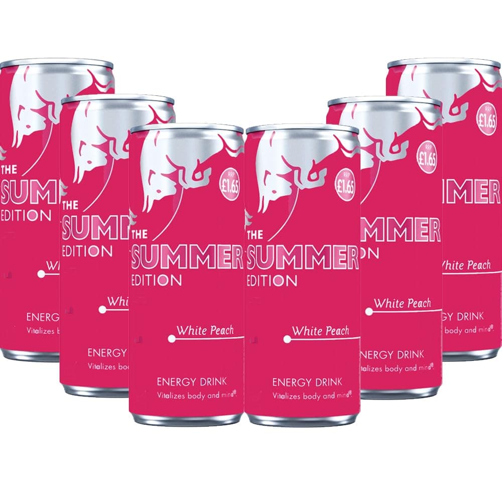 Energy Drink Summer Edition White Peach Flavour Drink Cans 250ml (6 x Cans)