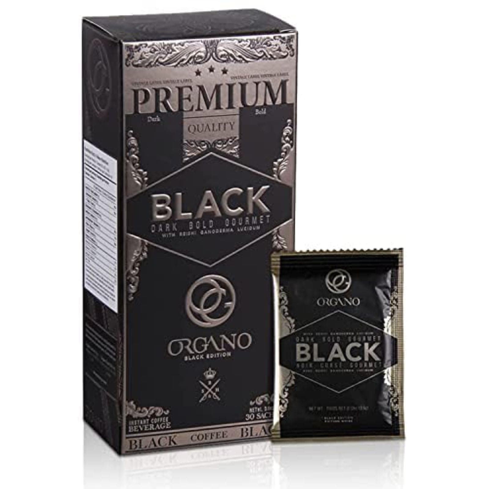 ORGANO Gourmet Black Coffee, 100% Certified Ganoderma Lucidum (30 Sachets)