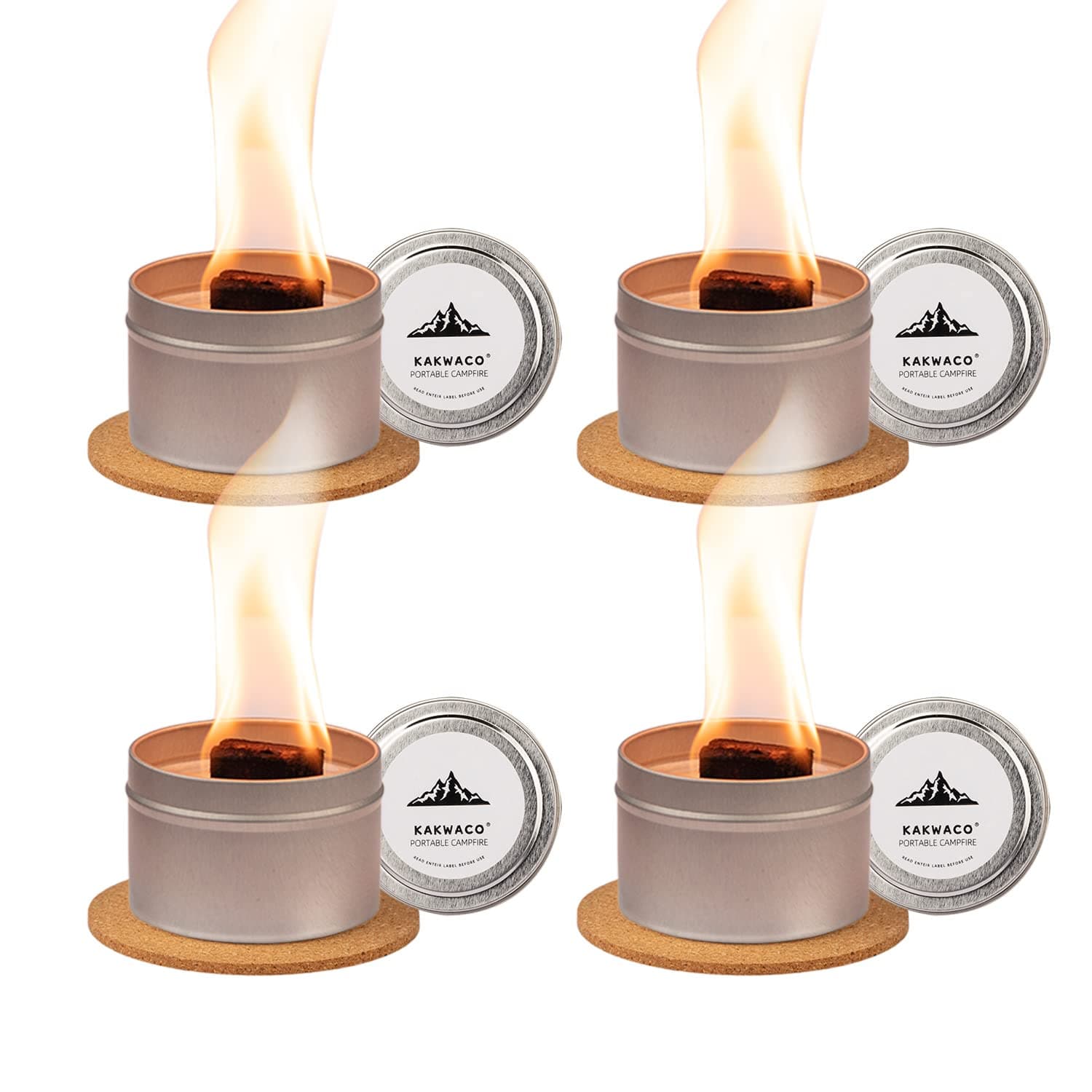 4 Pack of Tabletop Portable Campfire Mini Fire Pit S'Mores Maker, Portable Bonfire Birthday Set, Great for Picnics, Party and Home Indoor Outdoor Decoration (with 4 Cork pad)